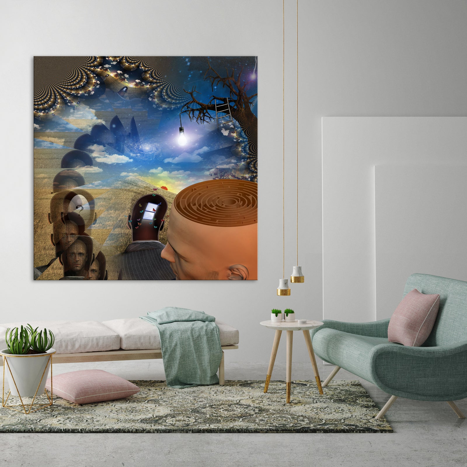 Abstract No. 147, shown framed in a room by day