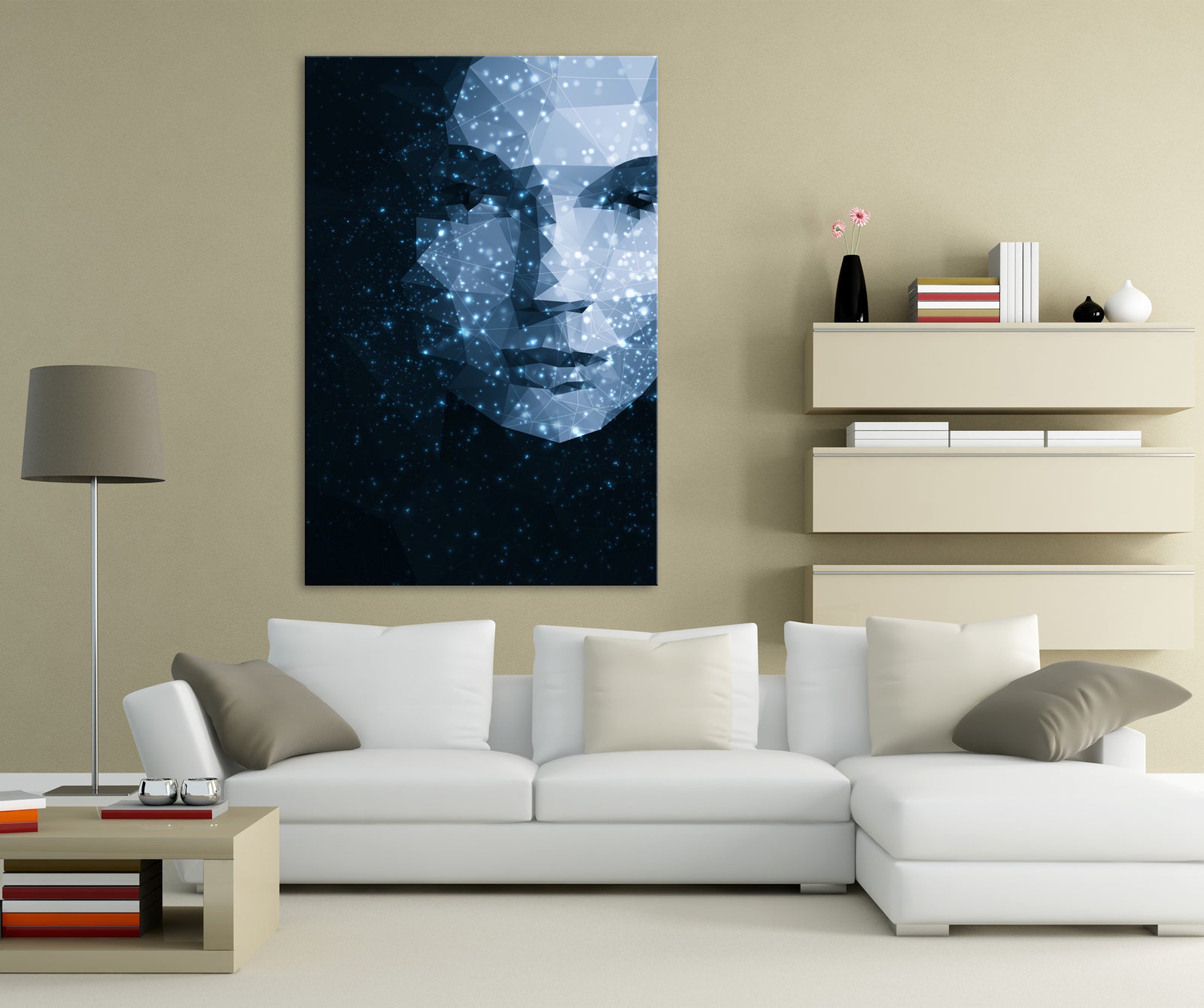 Abstract No. 148, shown framed in a room by day