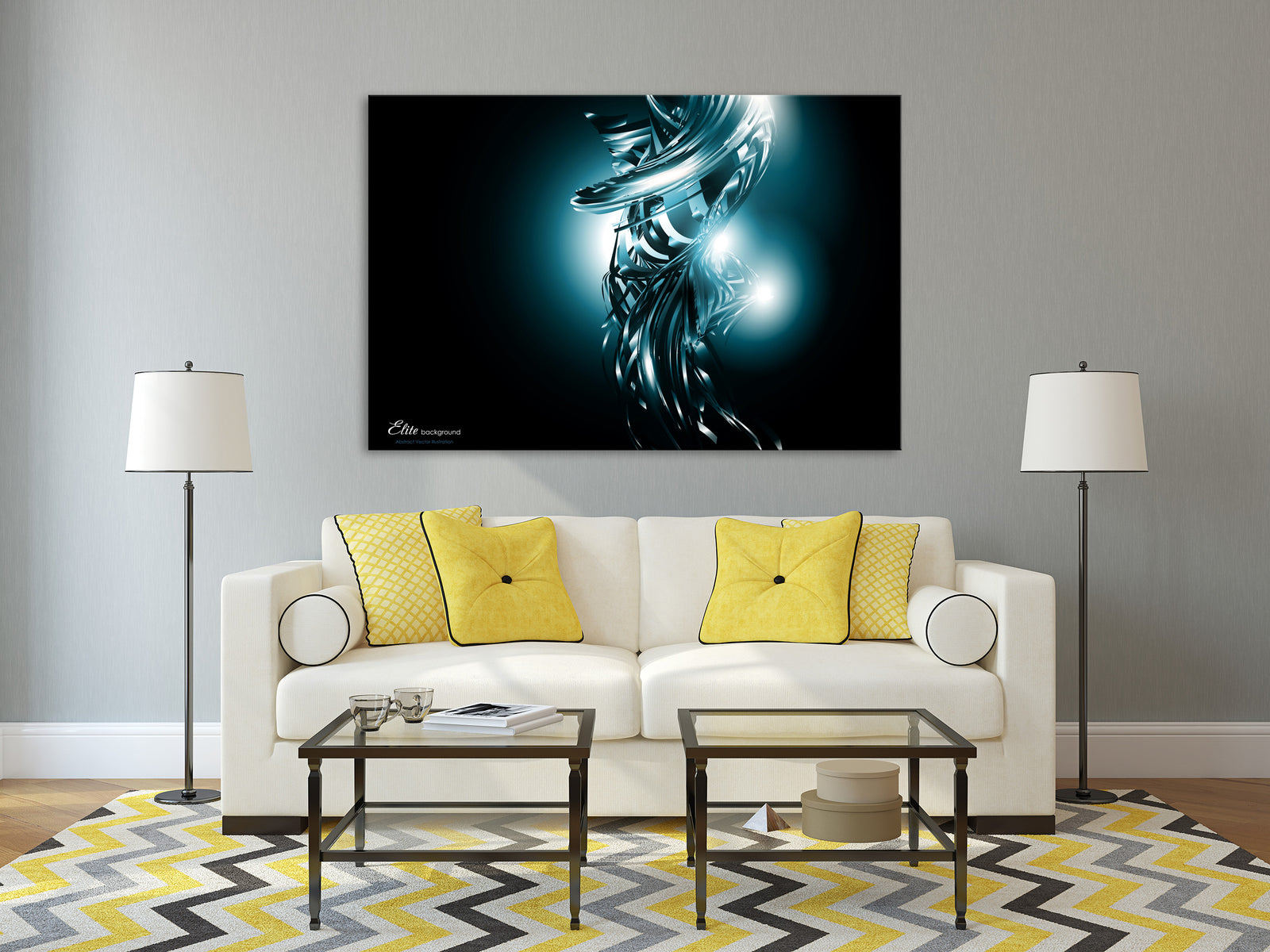 Abstract No. 149, shown framed in a room by day