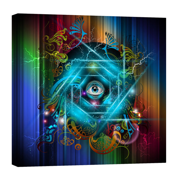 All Seeing Eye Rainbow Art Glow in the Dark Canvas Wall Art Home Office, by day
