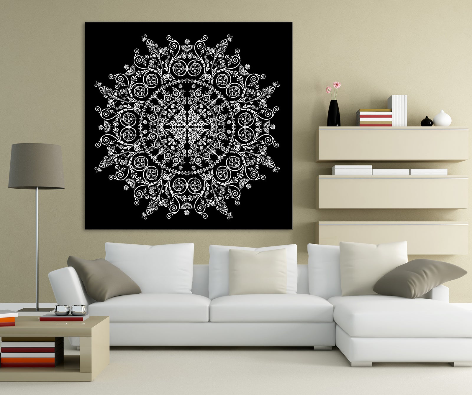 Abstract No. 157, shown framed in a room by day