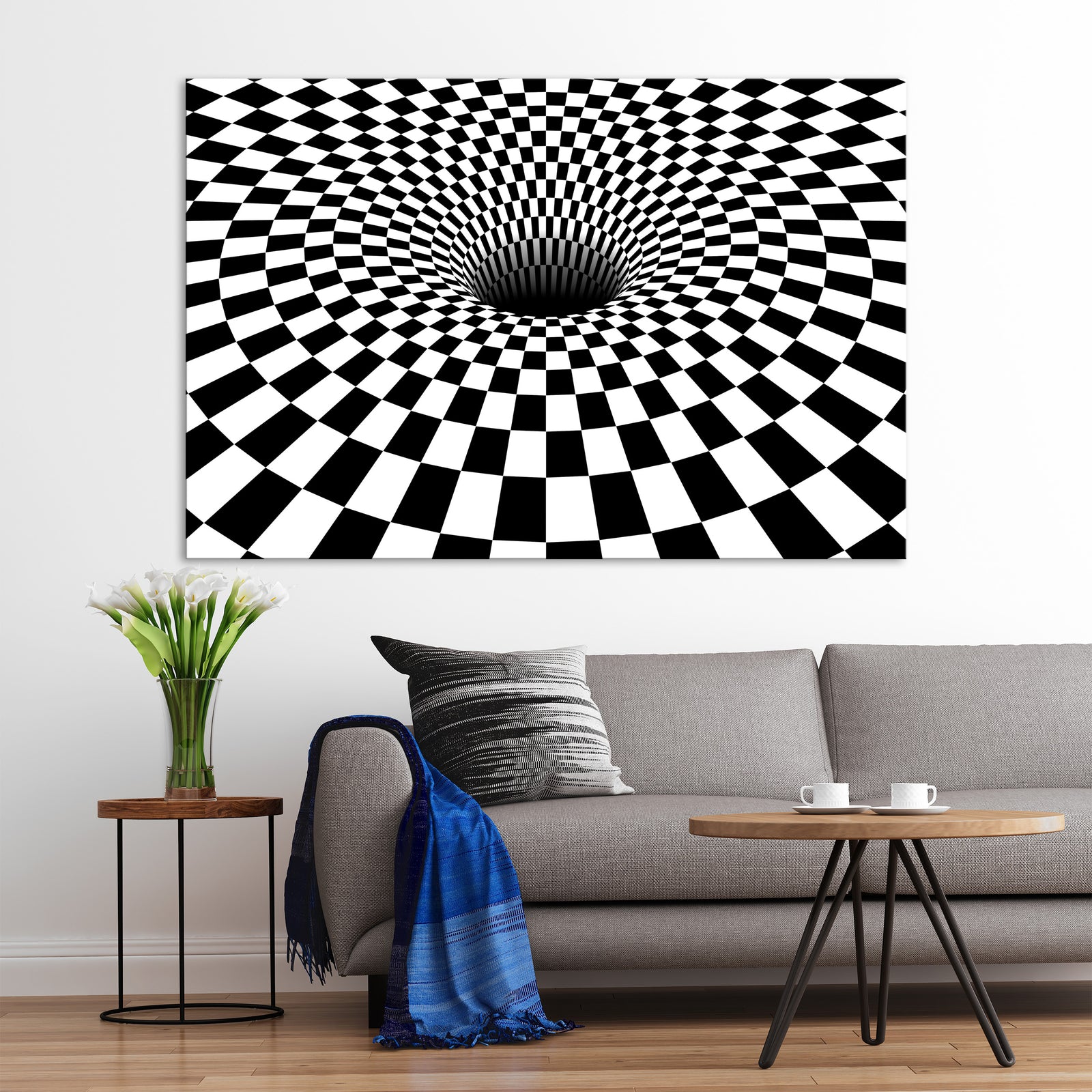 Abstract No. 158, shown framed in a room by day