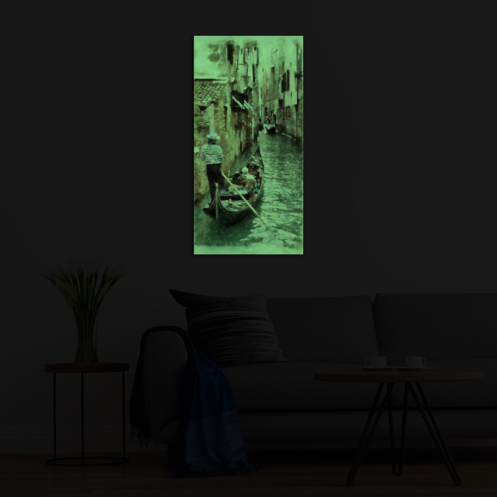 Abstract No. 159, glowing in a room at night