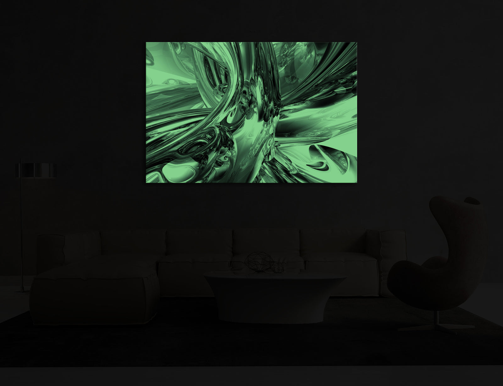 Abstract No. 161, glowing in a room at night