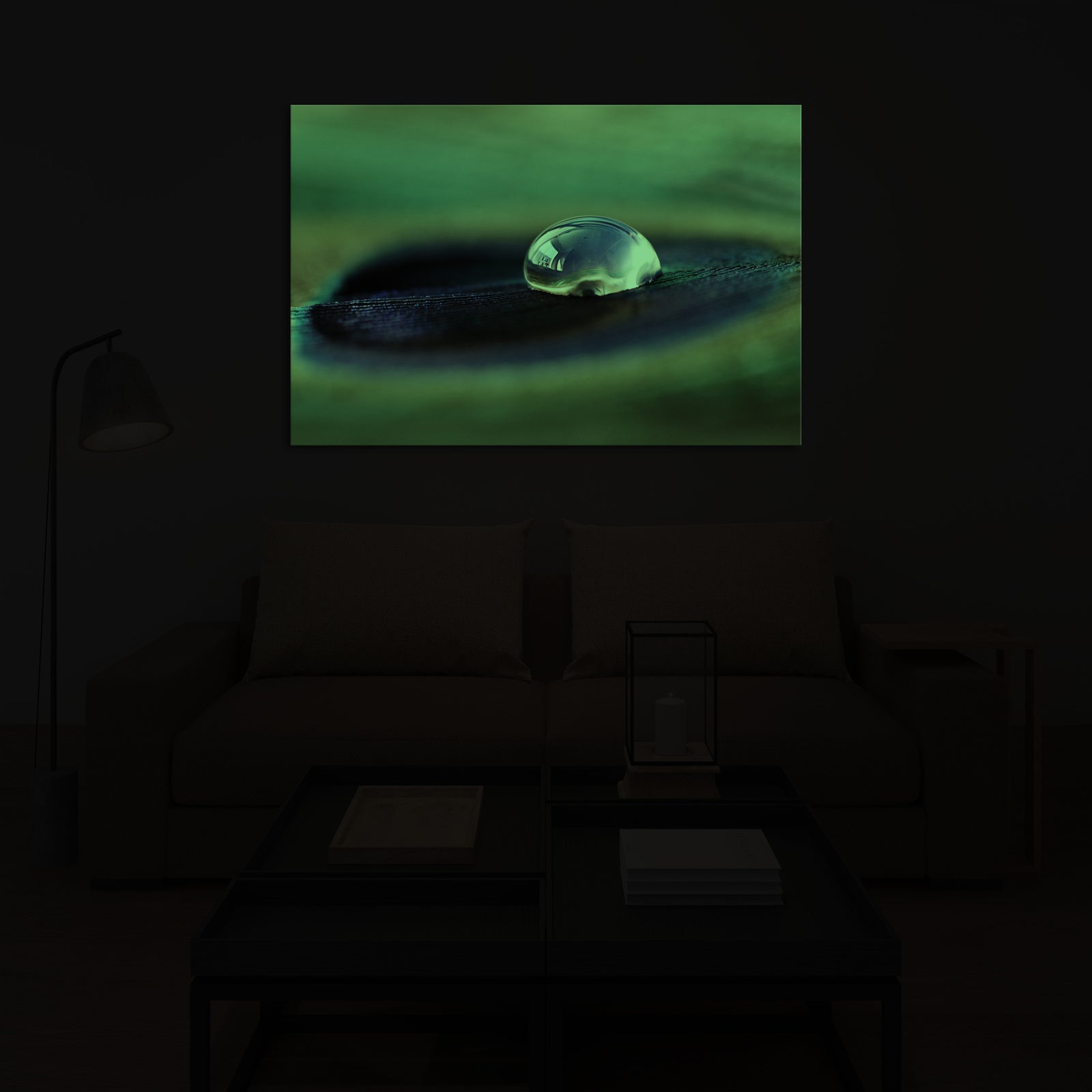 Abstract No. 168, glowing in a room at night