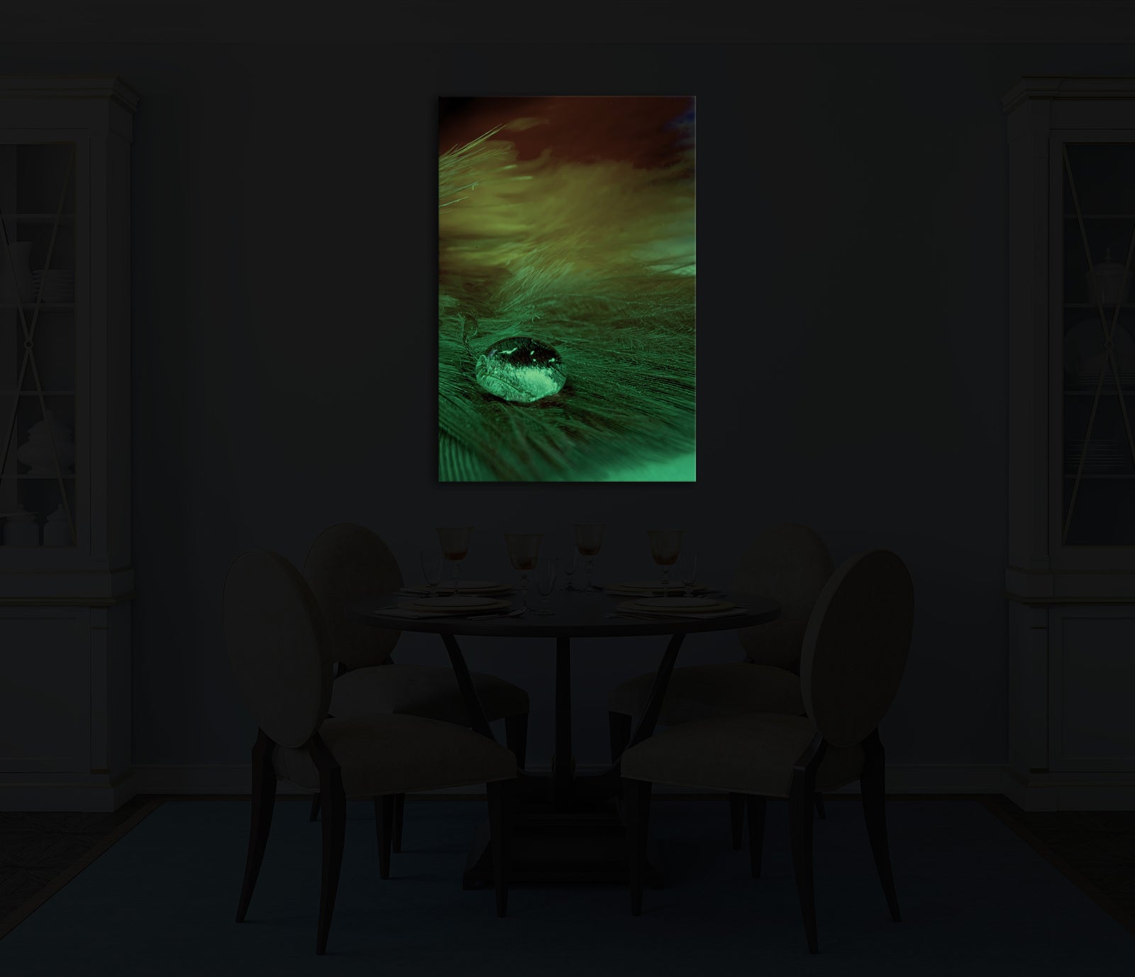 Abstract No. 171, glowing in a room at night
