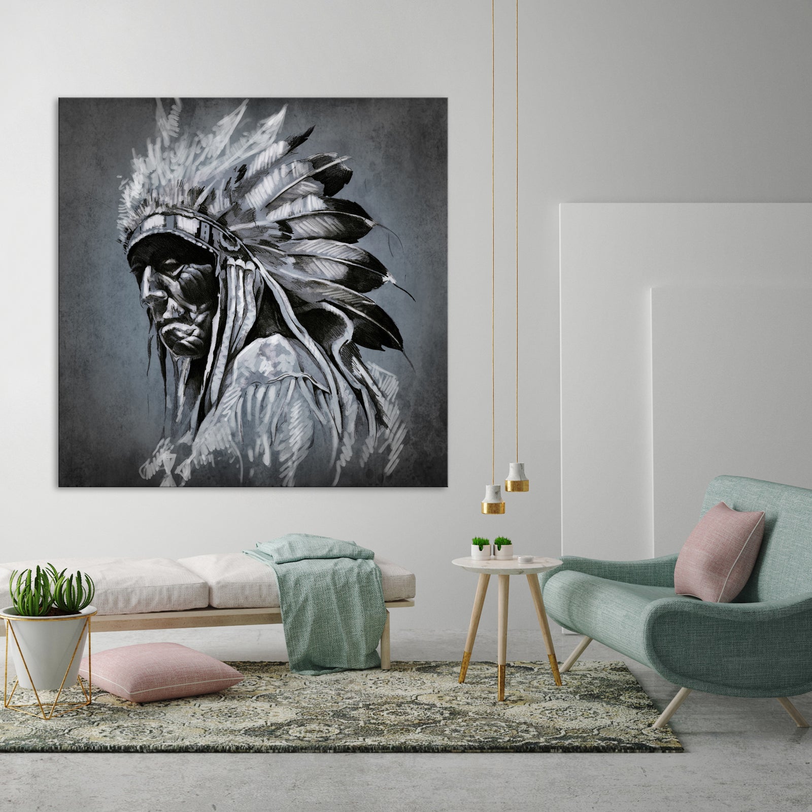 Abstract No. 173, shown framed in a room by day