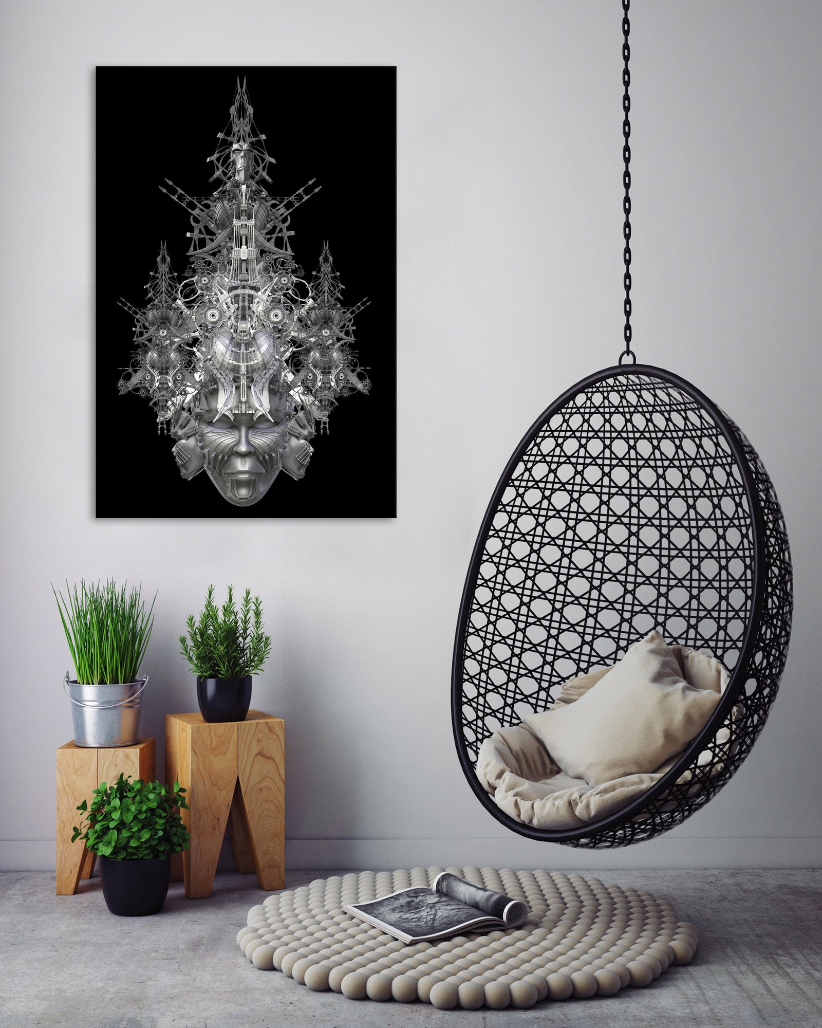 Abstract No. 174, shown framed in a room by day