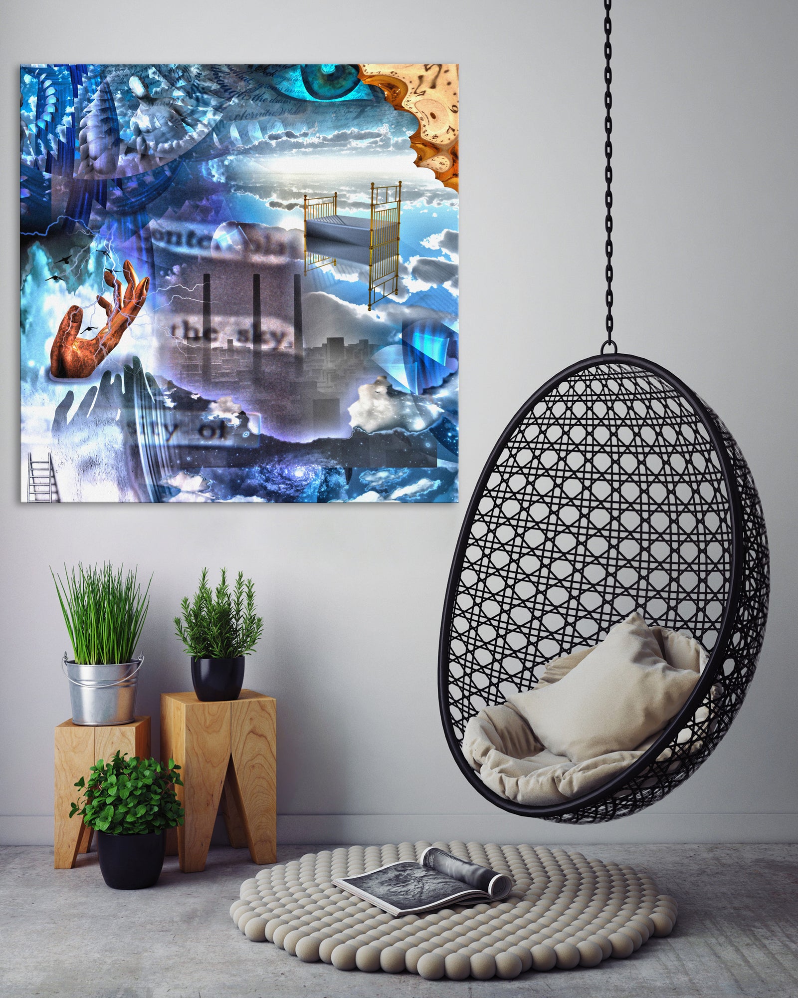 Abstract No. 175, shown framed in a room by day
