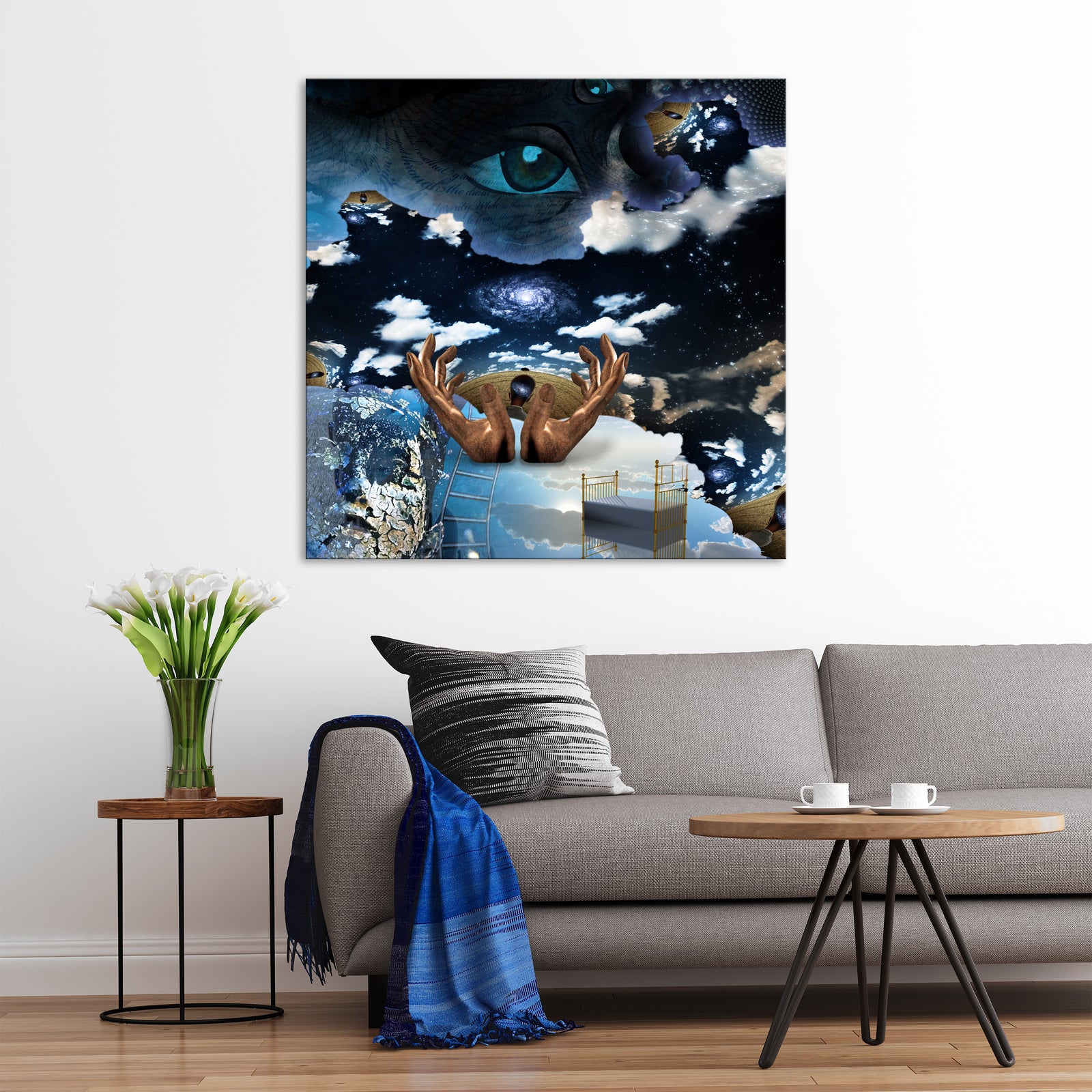 Abstract No. 176, shown framed in a room by day