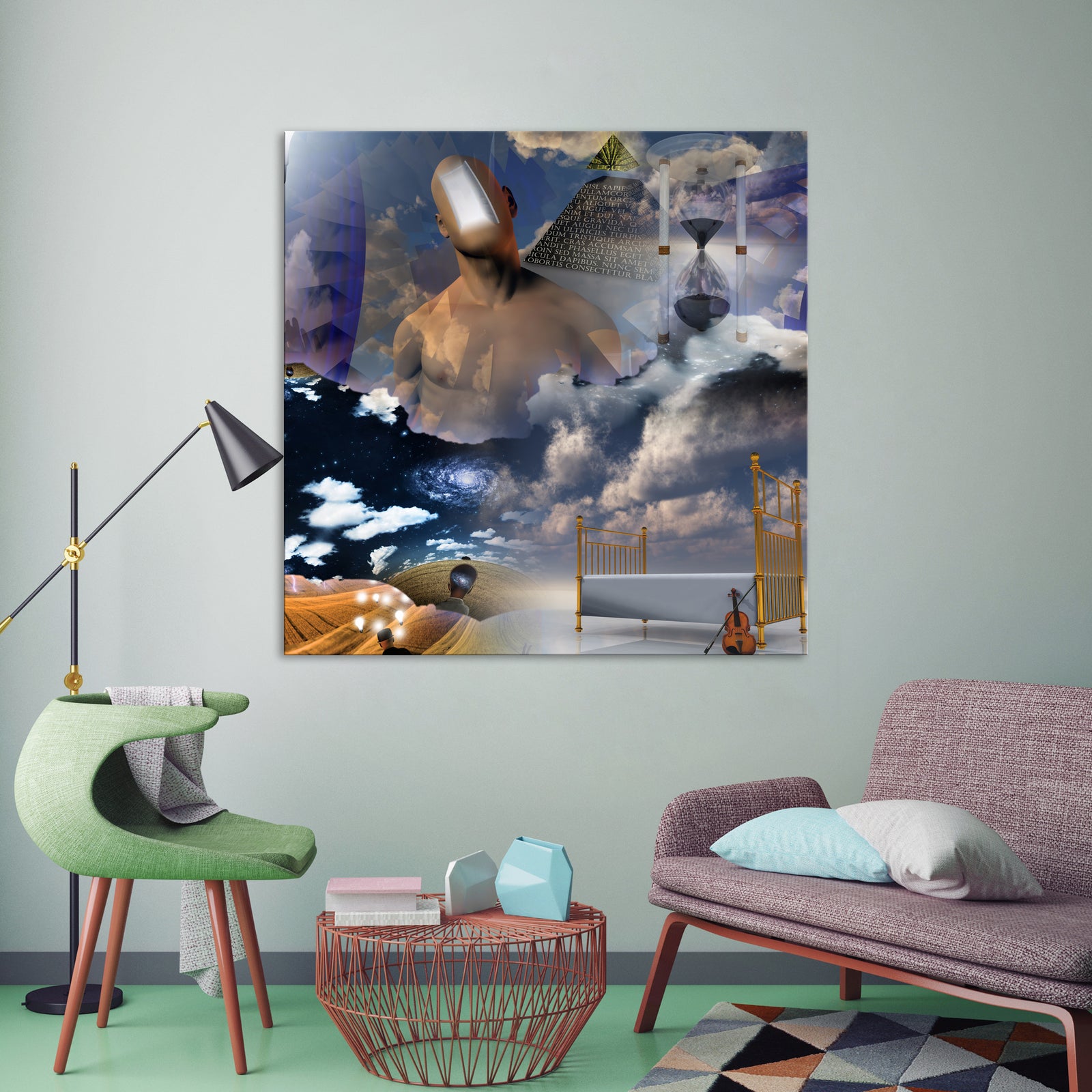 Abstract No. 178, shown framed in a room by day