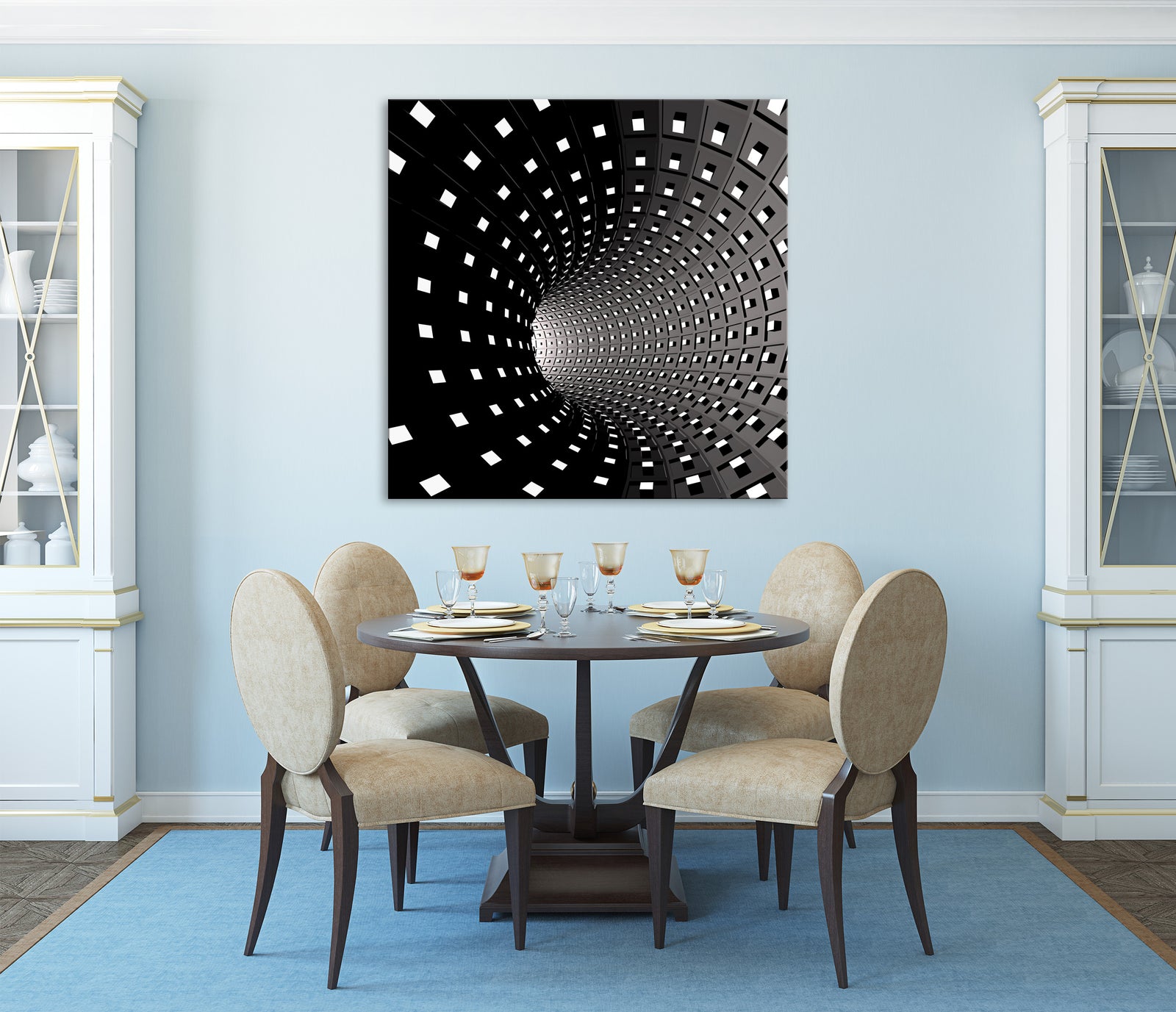 Abstract No. 180, shown framed in a room by day