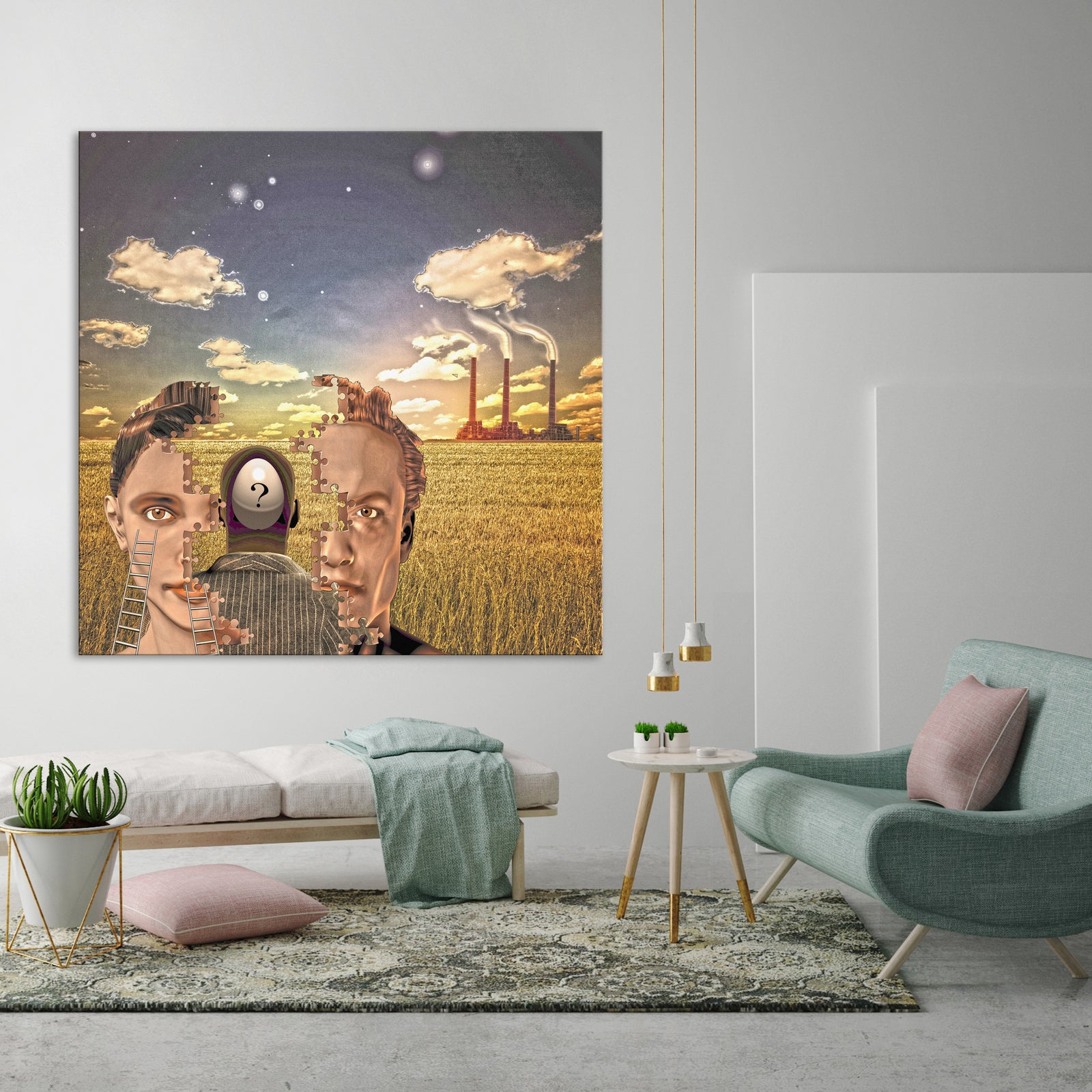 Abstract No. 183, shown framed in a room by day
