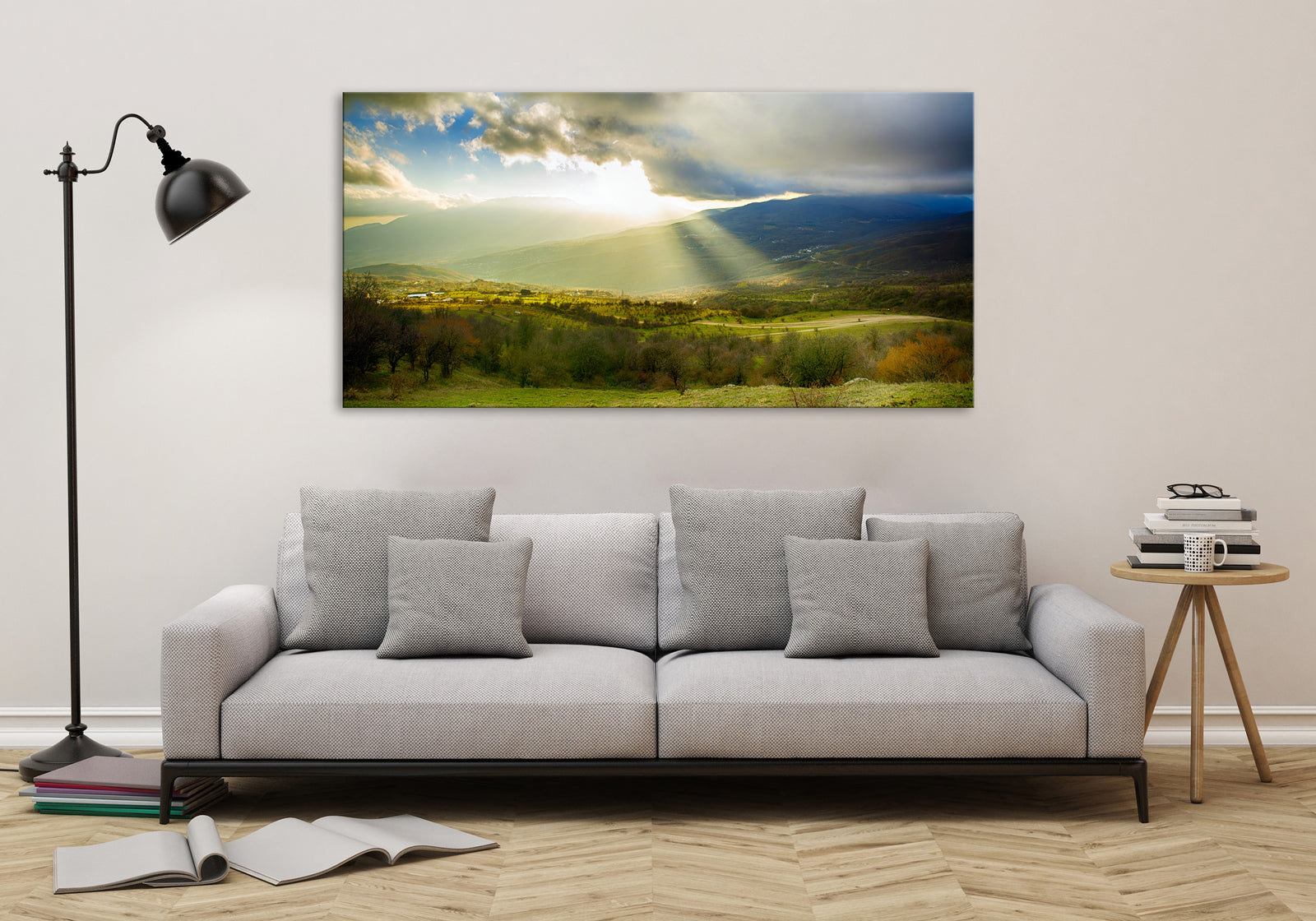 Landscapes No. 014, shown framed in a room by day