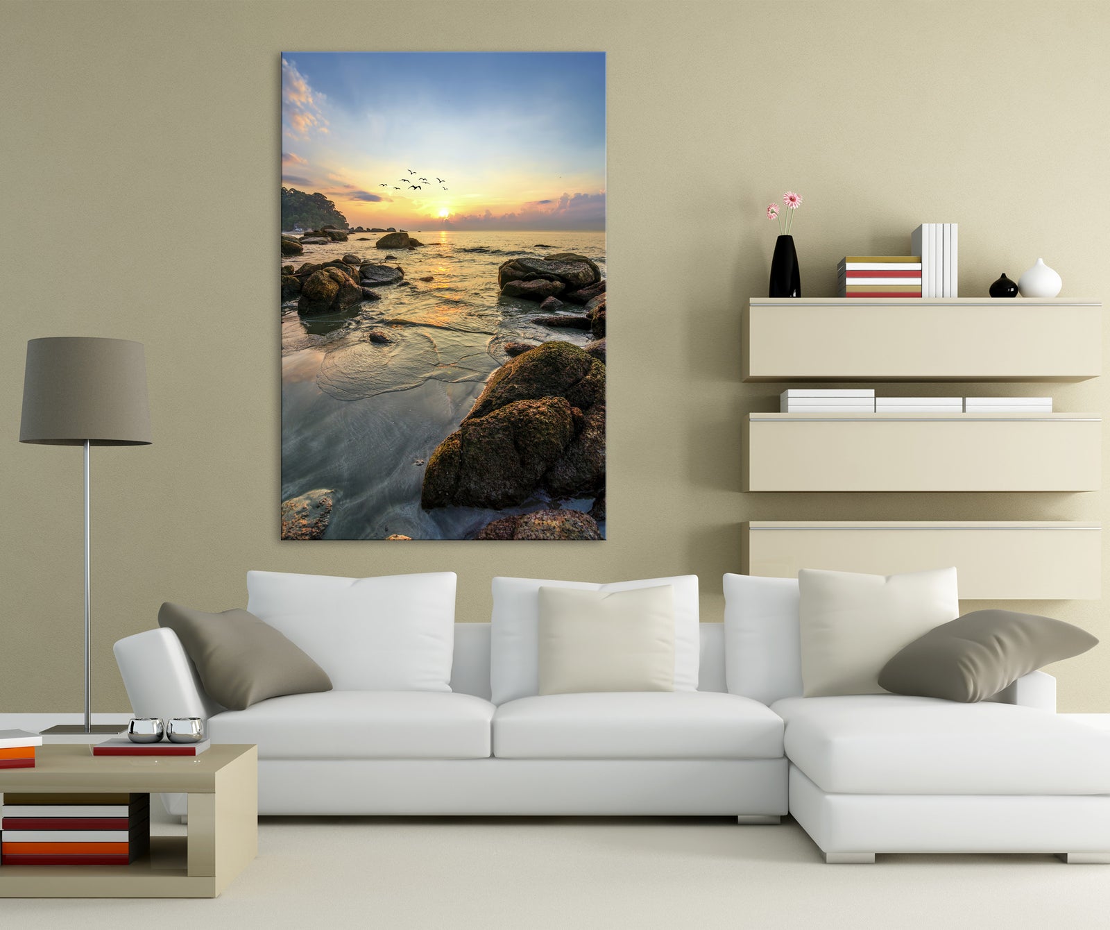 Landscapes No. 015, shown framed in a room by day