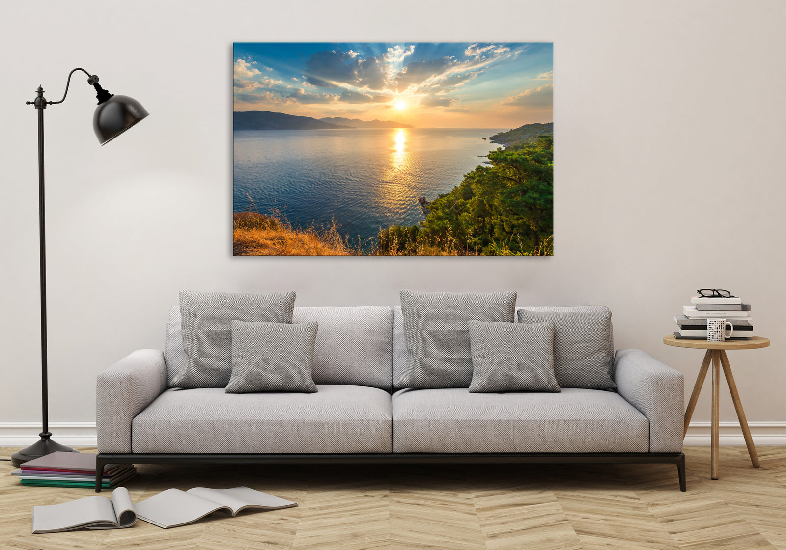 Landscapes No. 016, shown framed in a room by day