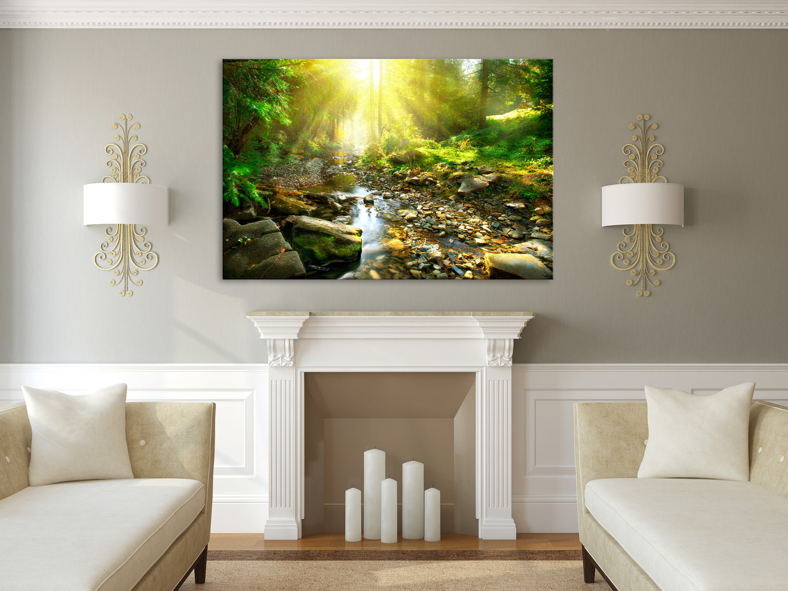 Landscapes No. 017, shown framed in a room by day