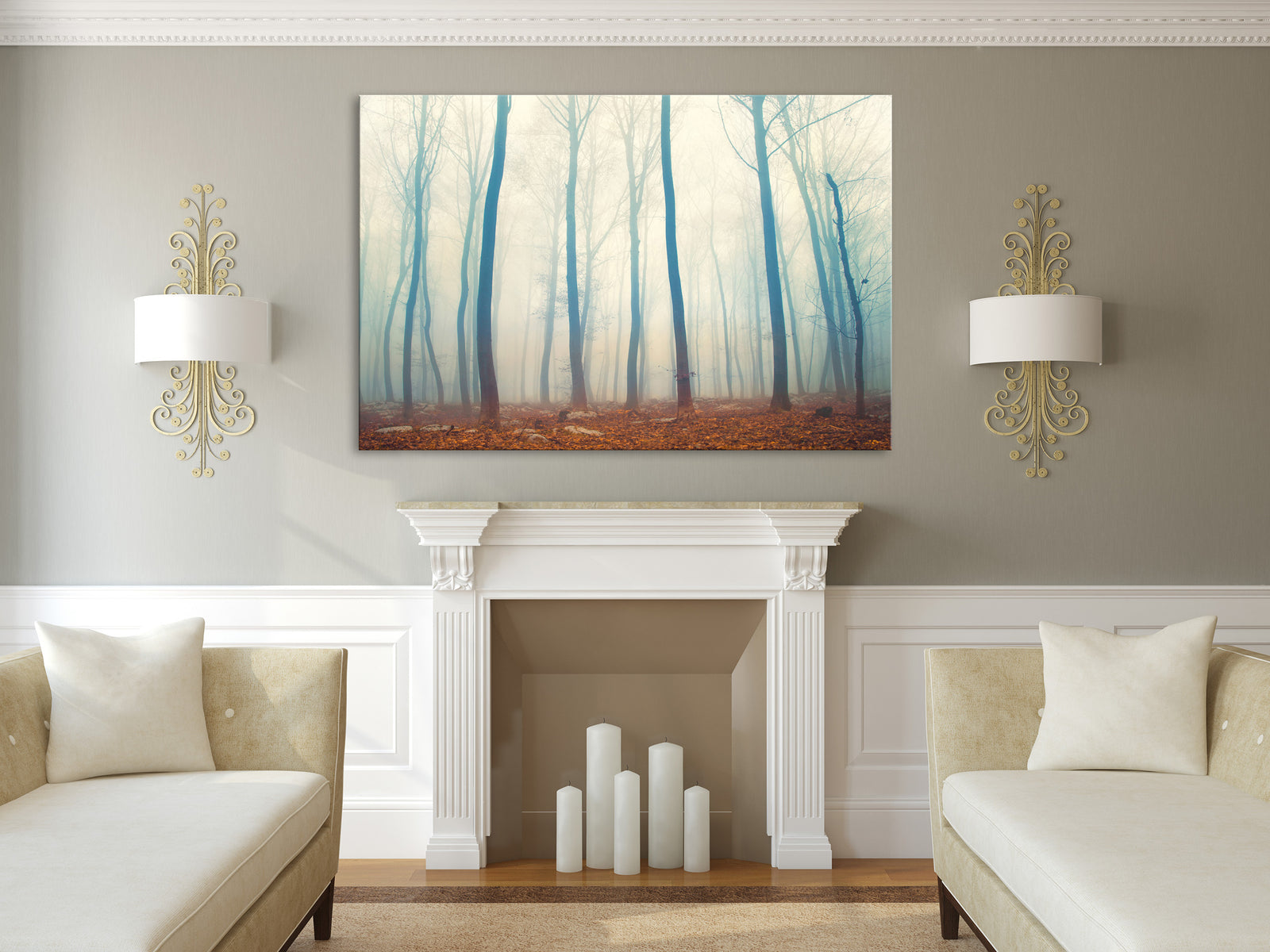 Landscapes No. 018, shown framed in a room by day