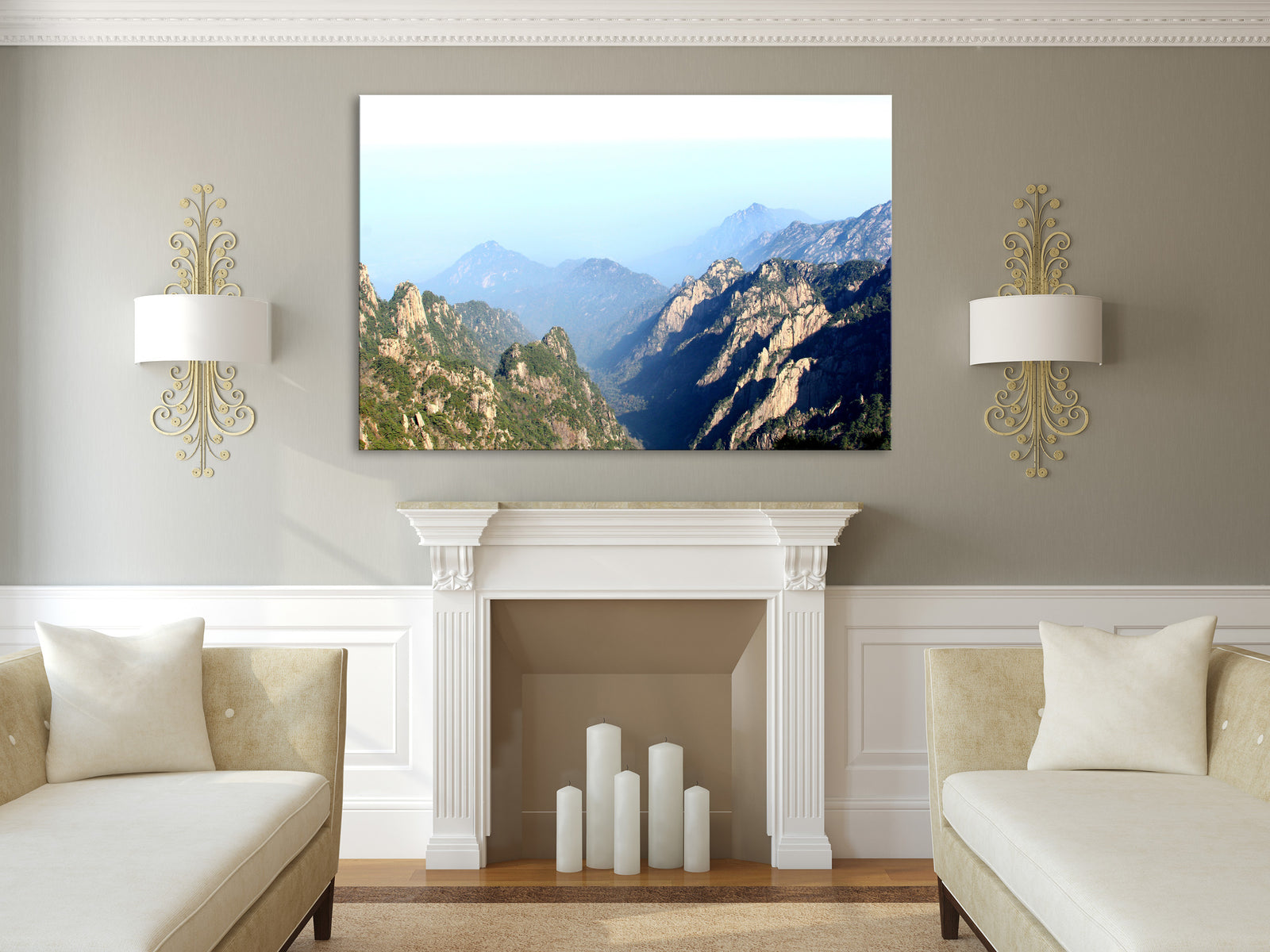 Landscapes No. 020, shown framed in a room by day