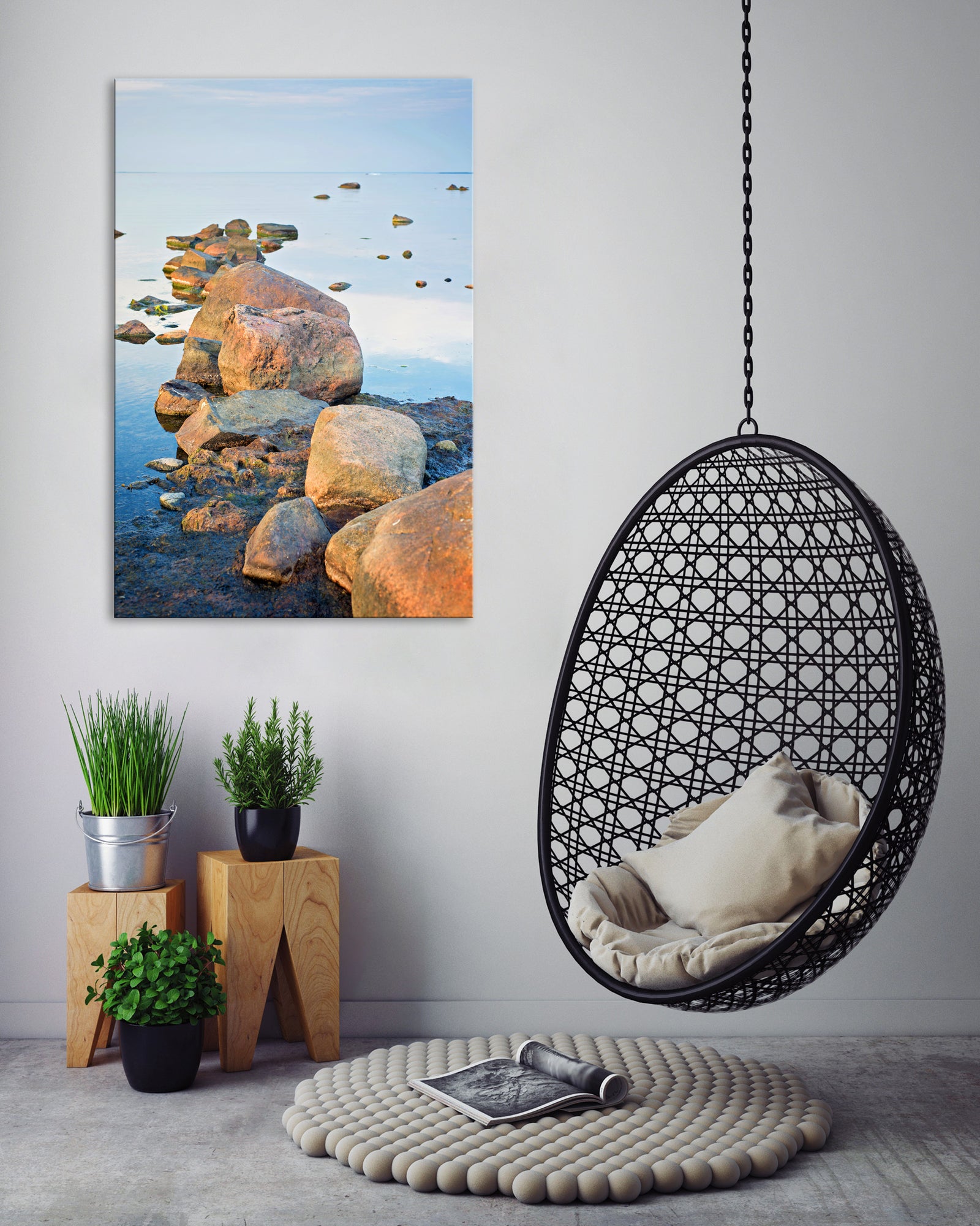 Landscapes No. 021, shown framed in a room by day