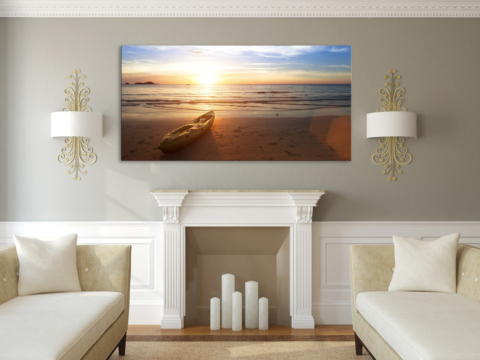 Landscapes No. 022, shown framed in a room by day