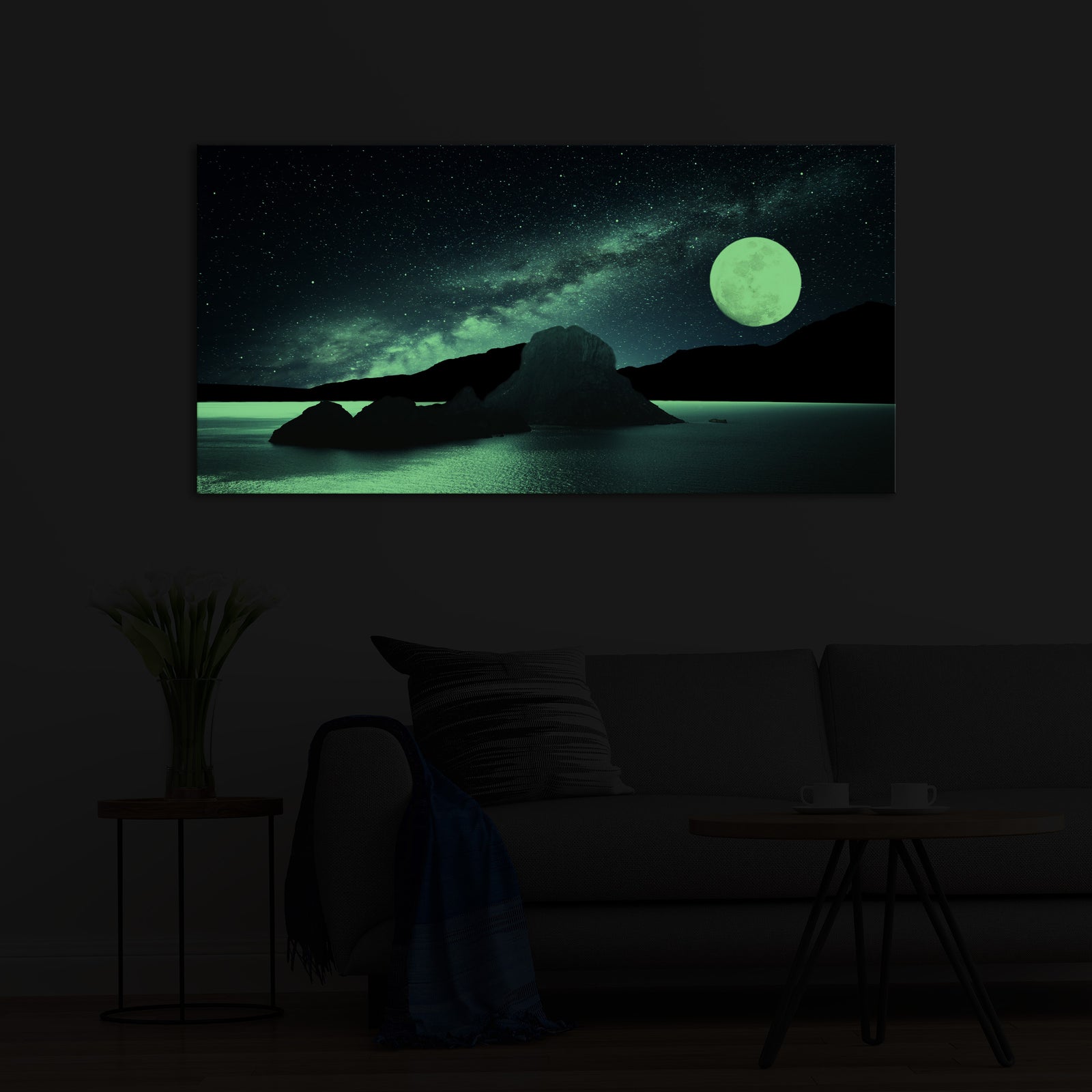 Landscapes No. 023, glowing in a room at night