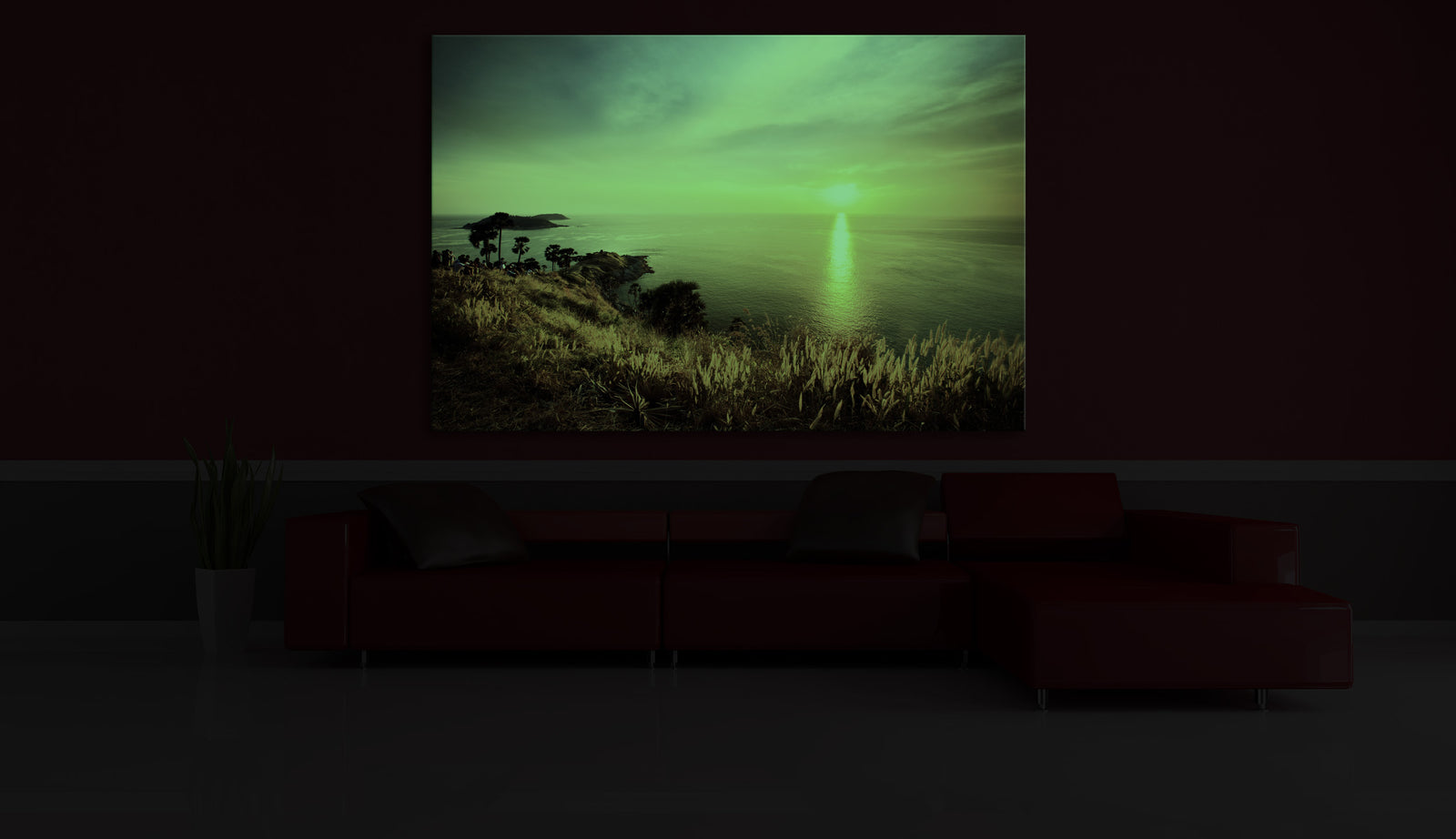 Landscapes No. 024, glowing in a room at night