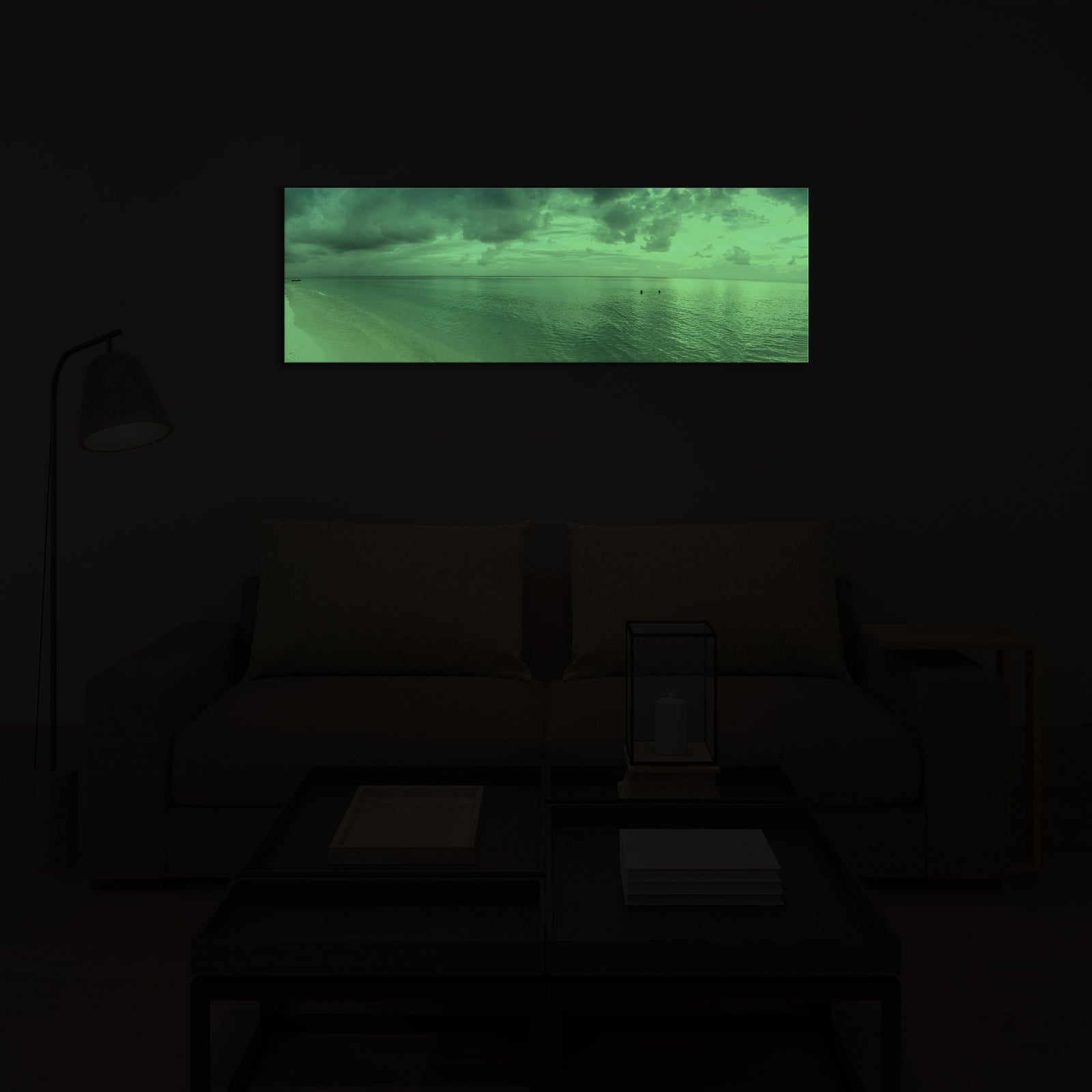 Landscapes No. 025, glowing in a room at night