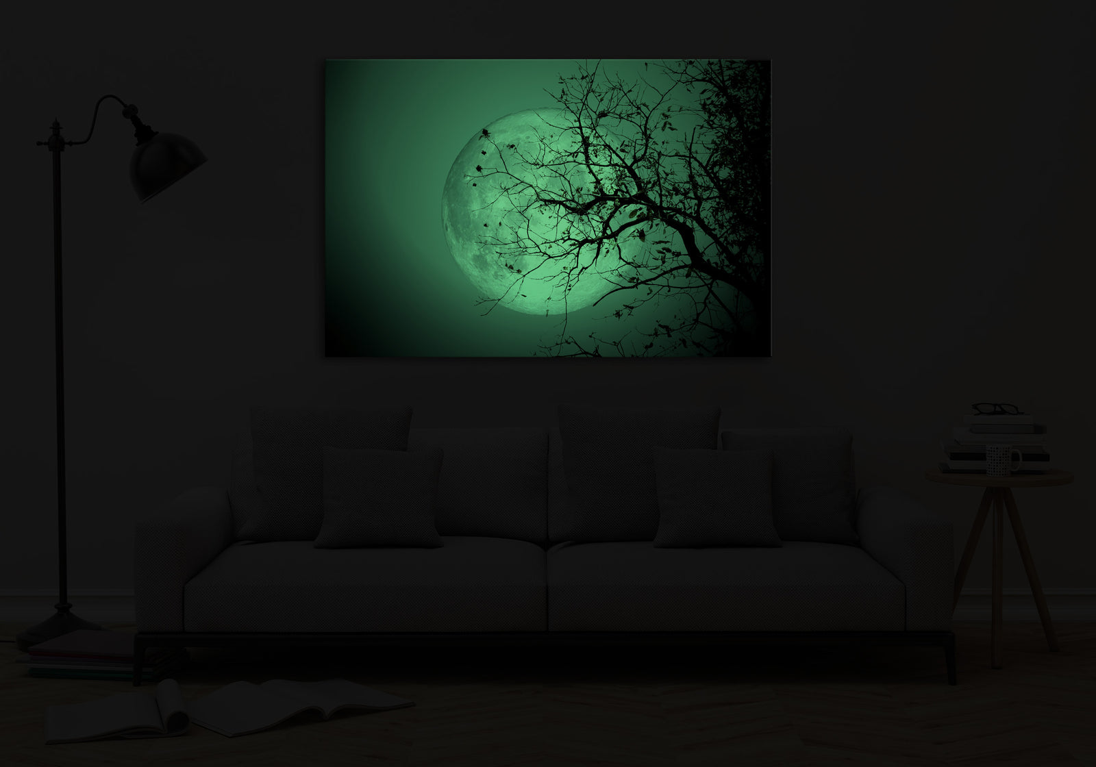 Landscapes No. 026, glowing in a room at night