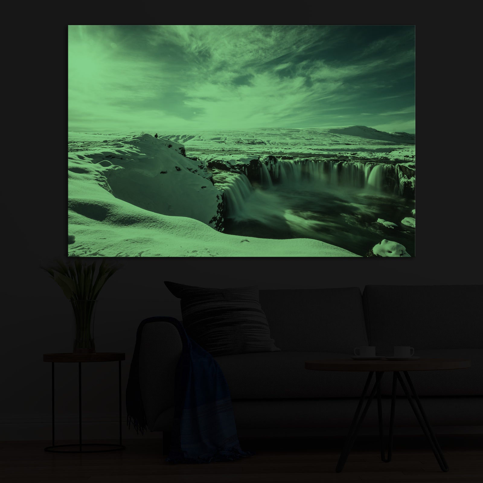 Landscapes No. 030, glowing in a room at night