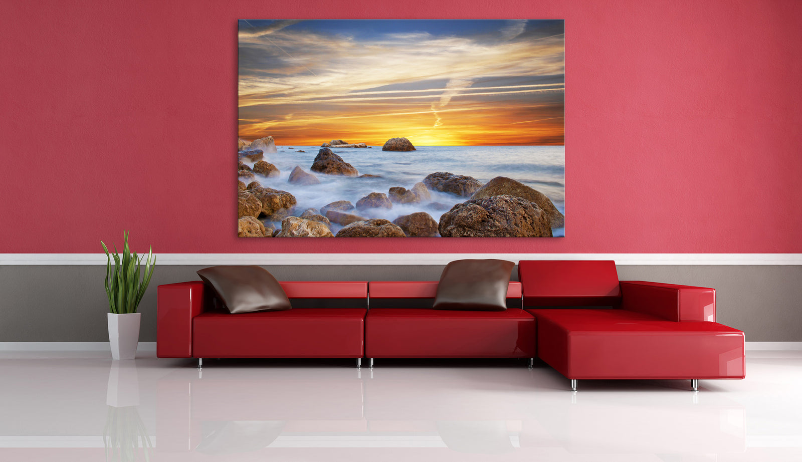 Landscapes No. 033, shown framed in a room by day
