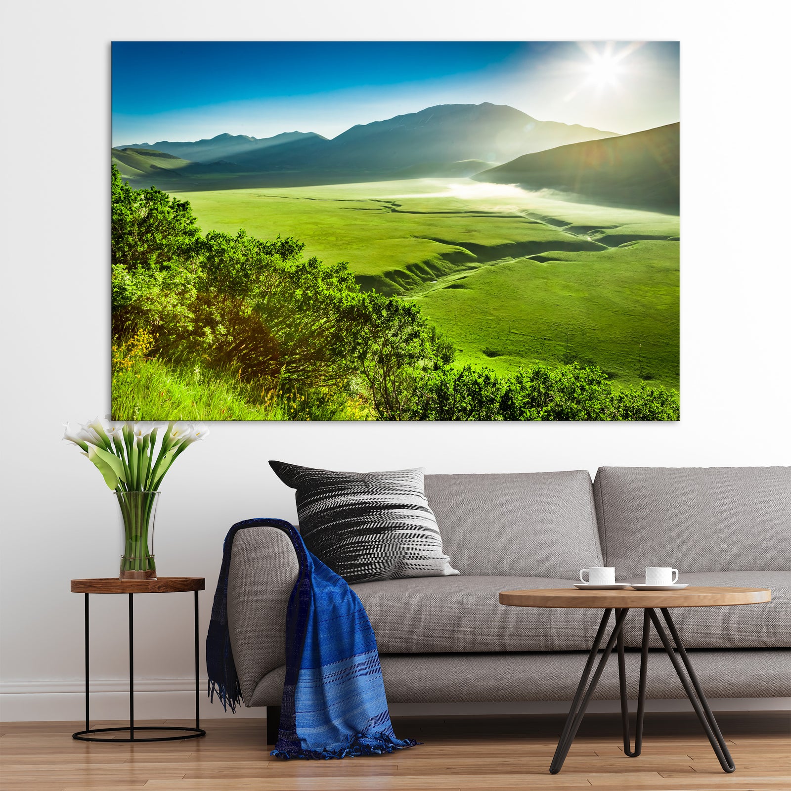 Landscapes No. 034, shown framed in a room by day