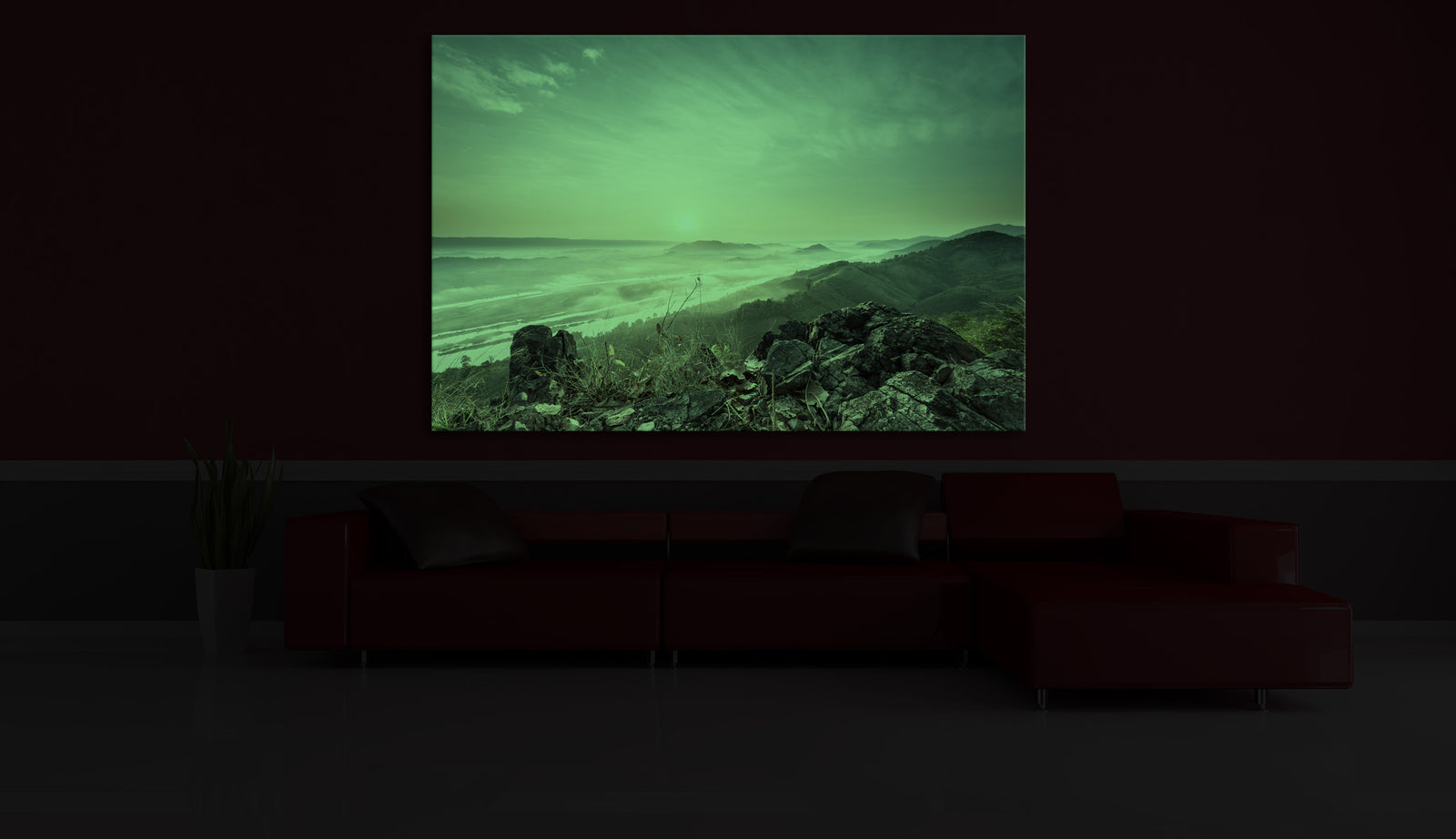 Landscapes No. 036, glowing in a room at night
