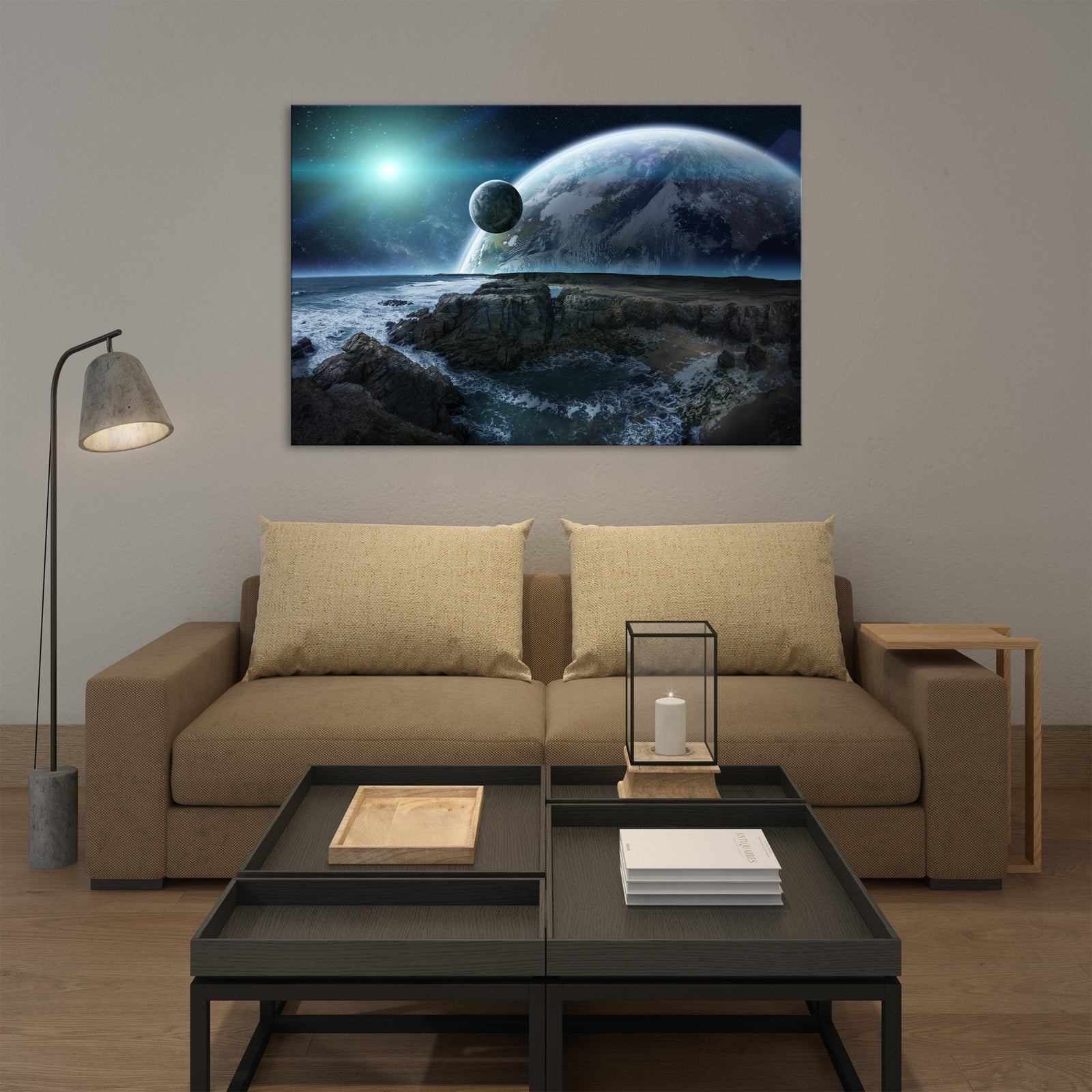 Landscapes No. 039, shown framed in a room by day