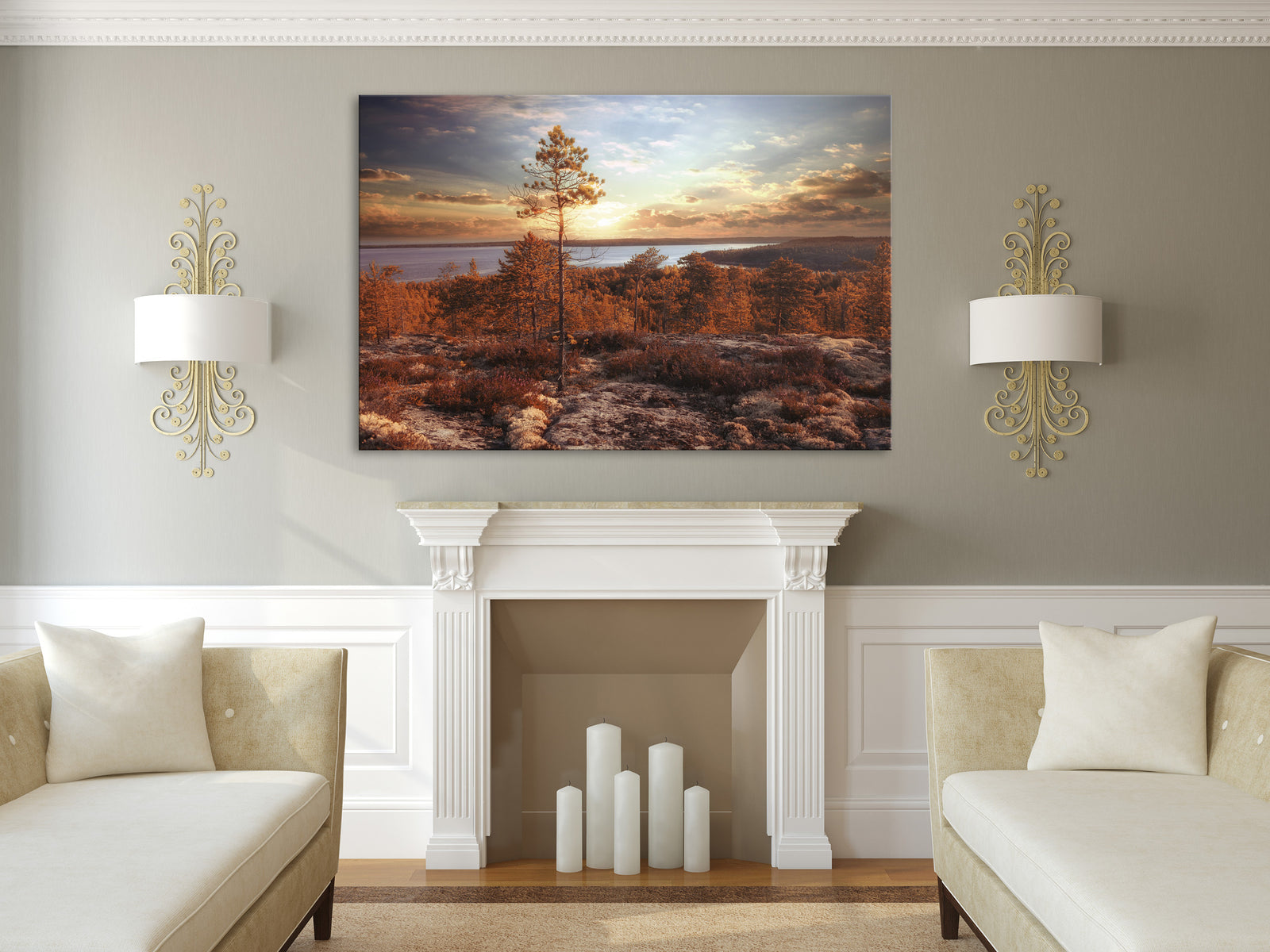 Landscapes No. 041, shown framed in a room by day