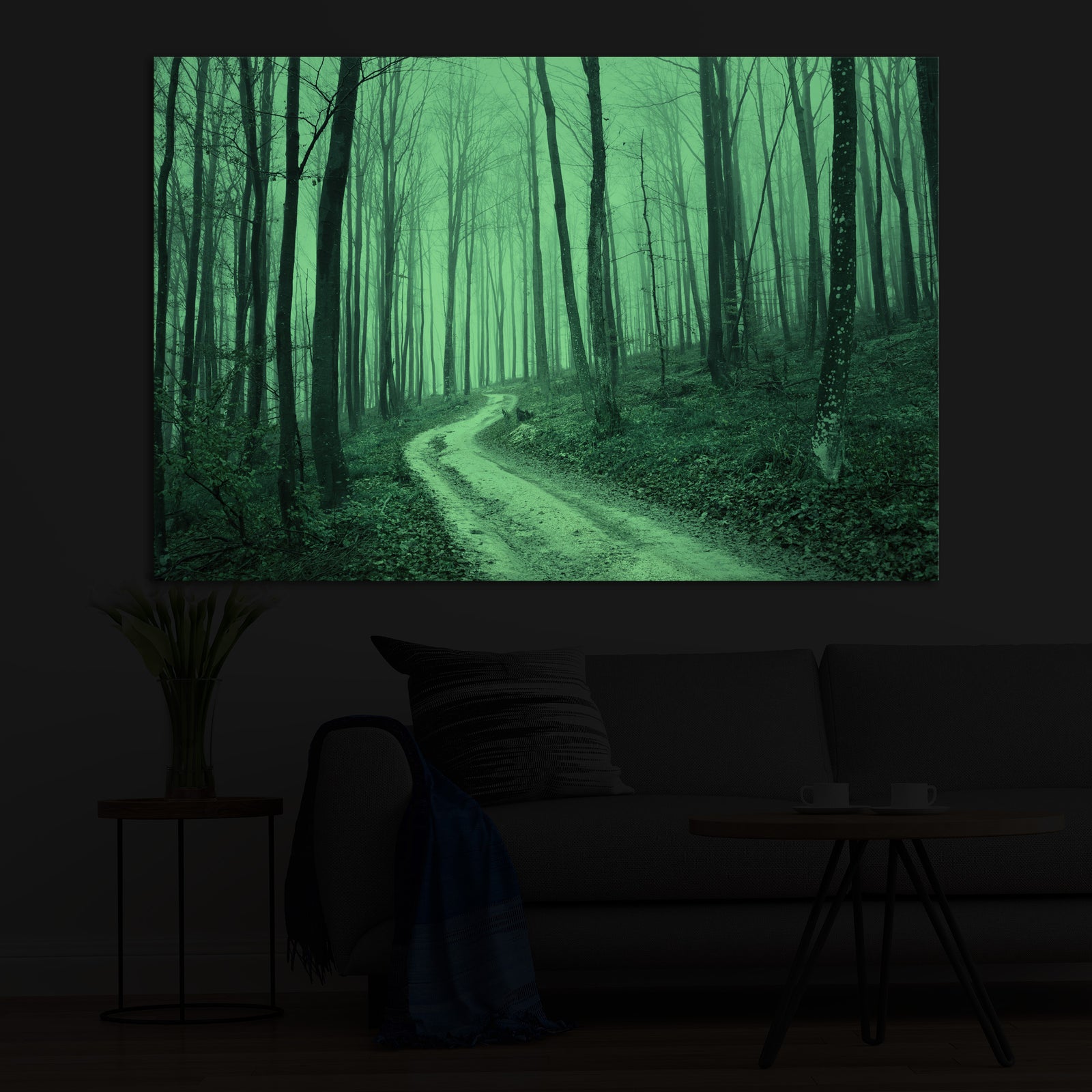 Landscapes No. 043, glowing in a room at night