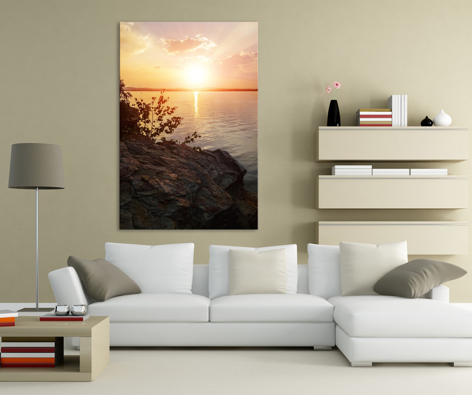 Landscapes No. 044, shown framed in a room by day