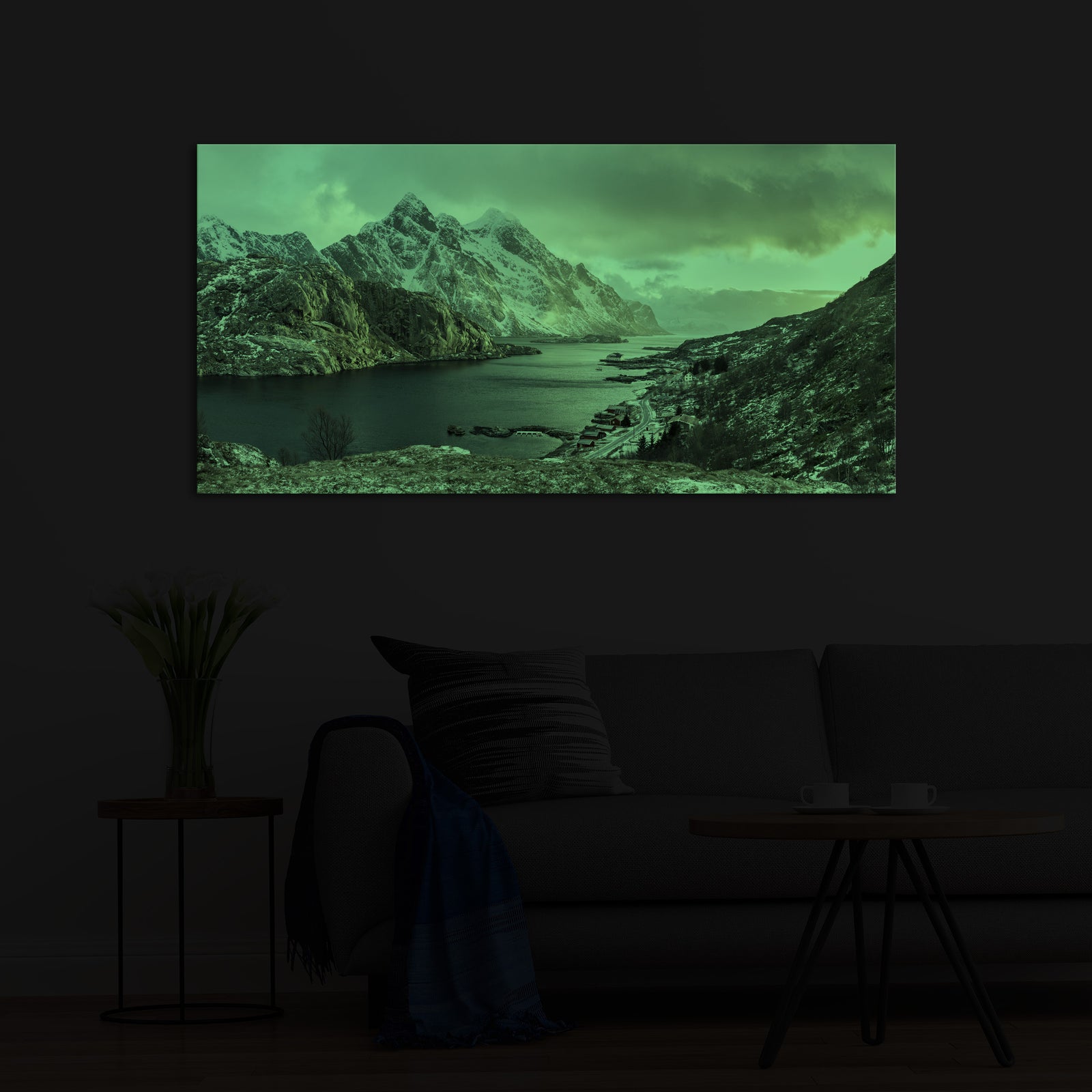 Landscapes No. 045, glowing in a room at night