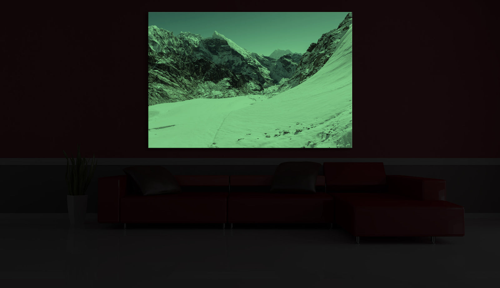 Landscapes No. 046, glowing in a room at night