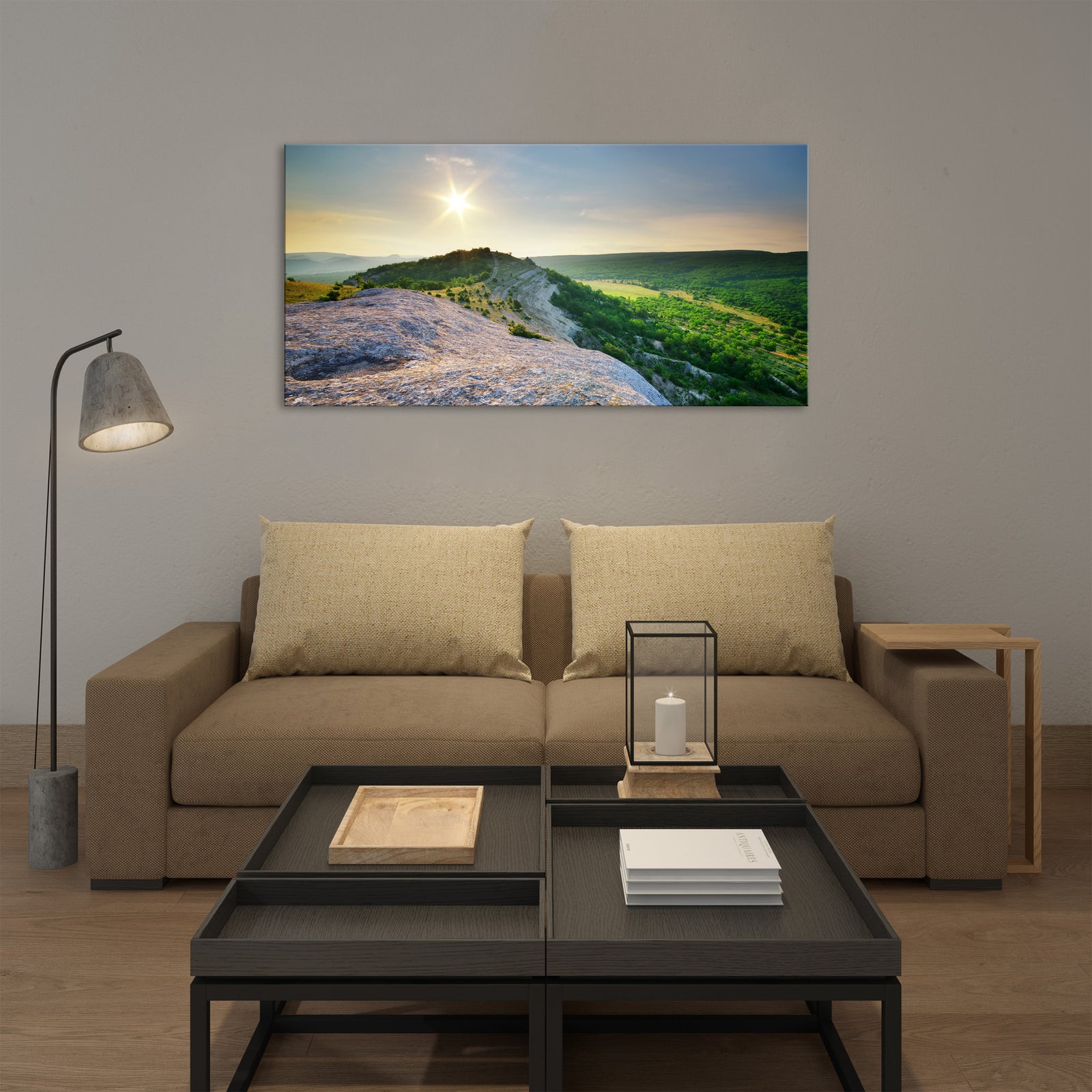 Landscapes No. 047, shown framed in a room by day