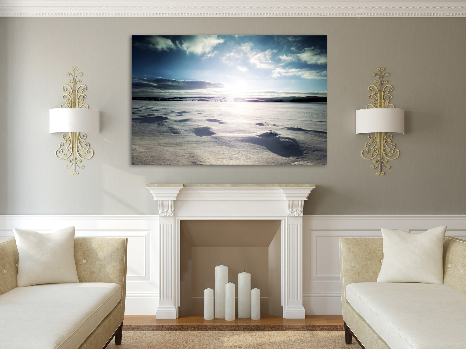 Landscapes No. 048, shown framed in a room by day
