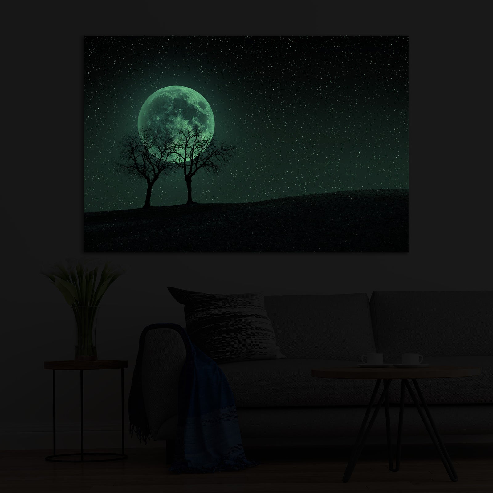 Landscapes No. 053, glowing in a room at night