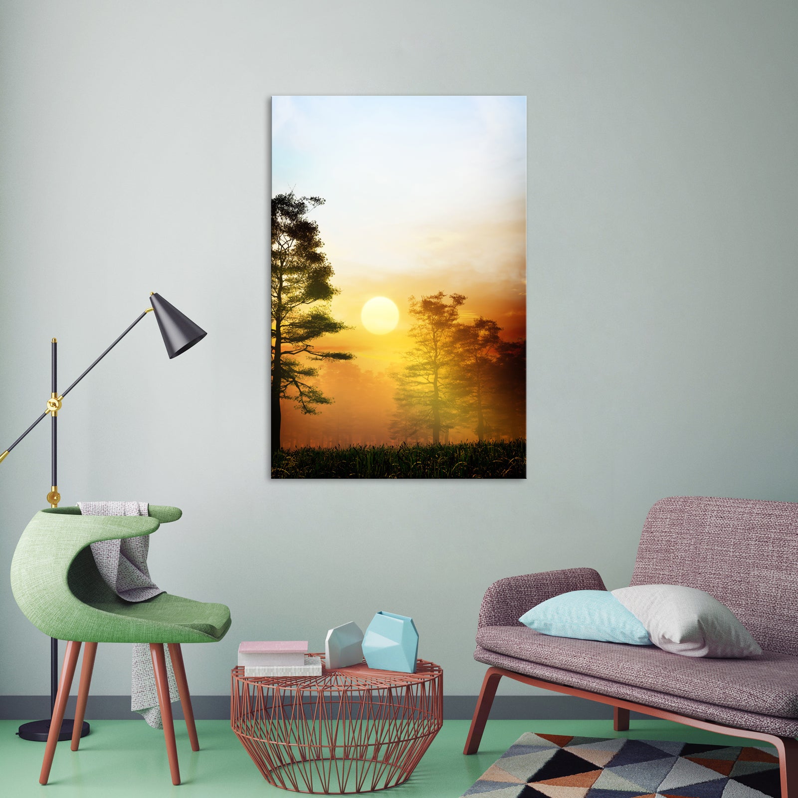 Landscapes No. 056, shown framed in a room by day