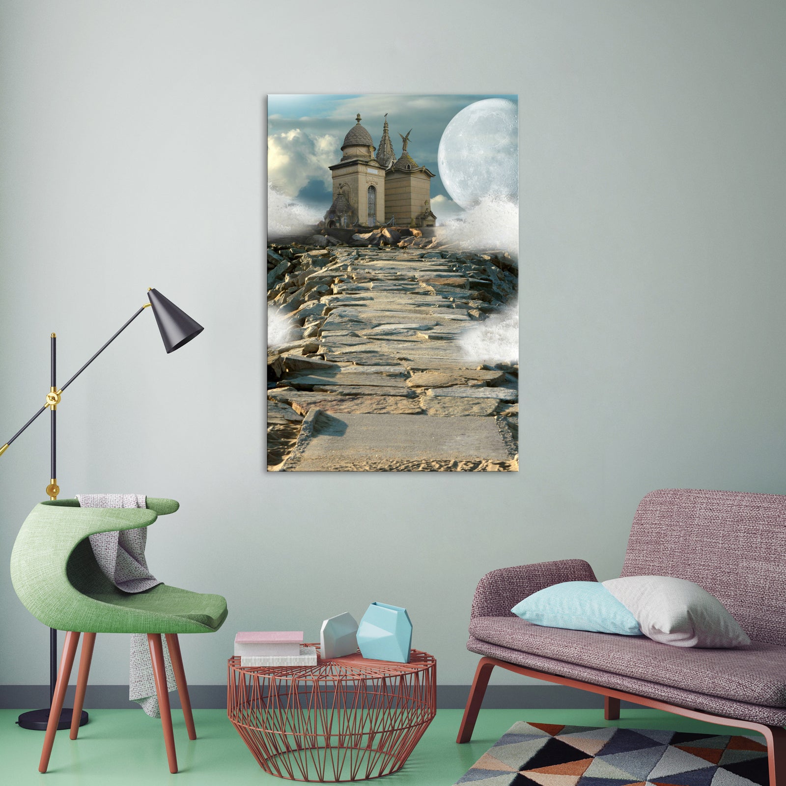 Landscapes No. 058, shown framed in a room by day