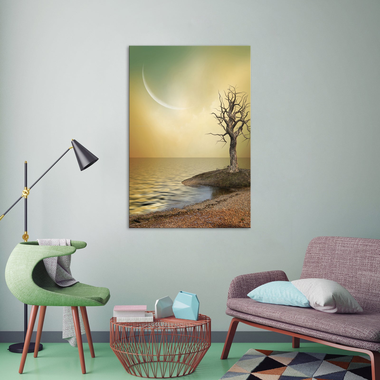 Landscapes No. 061, shown framed in a room by day