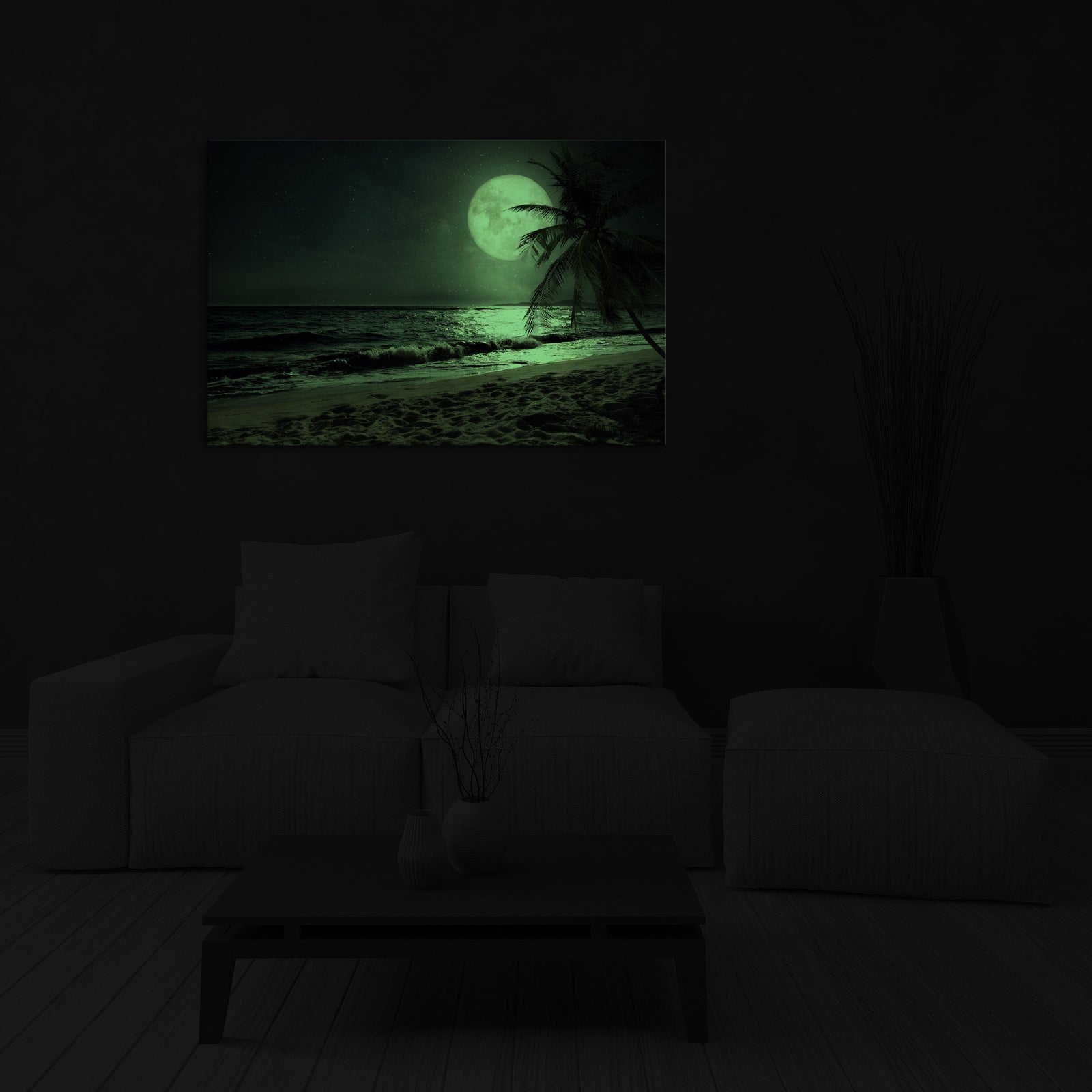 Landscapes No. 062, glowing in a room at night