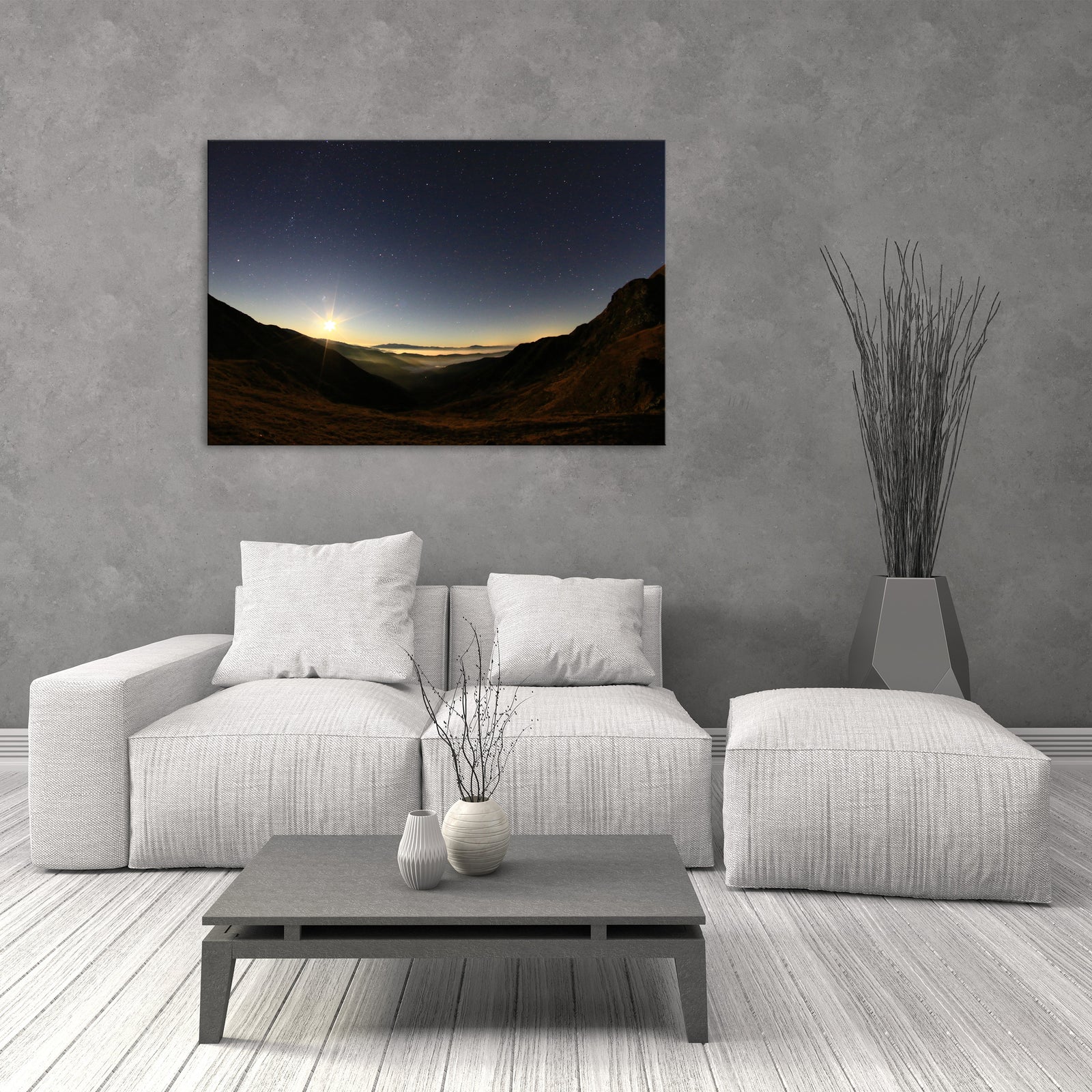 Landscapes No. 067, shown framed in a room by day
