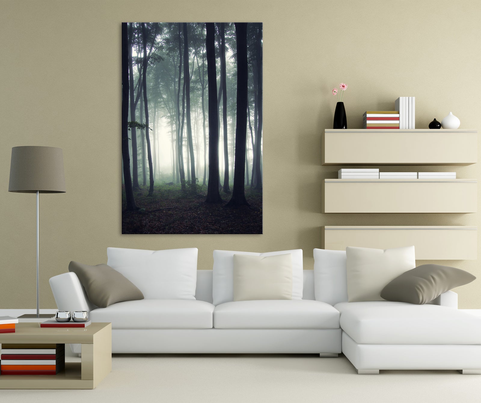 Landscapes No. 076, shown framed in a room by day