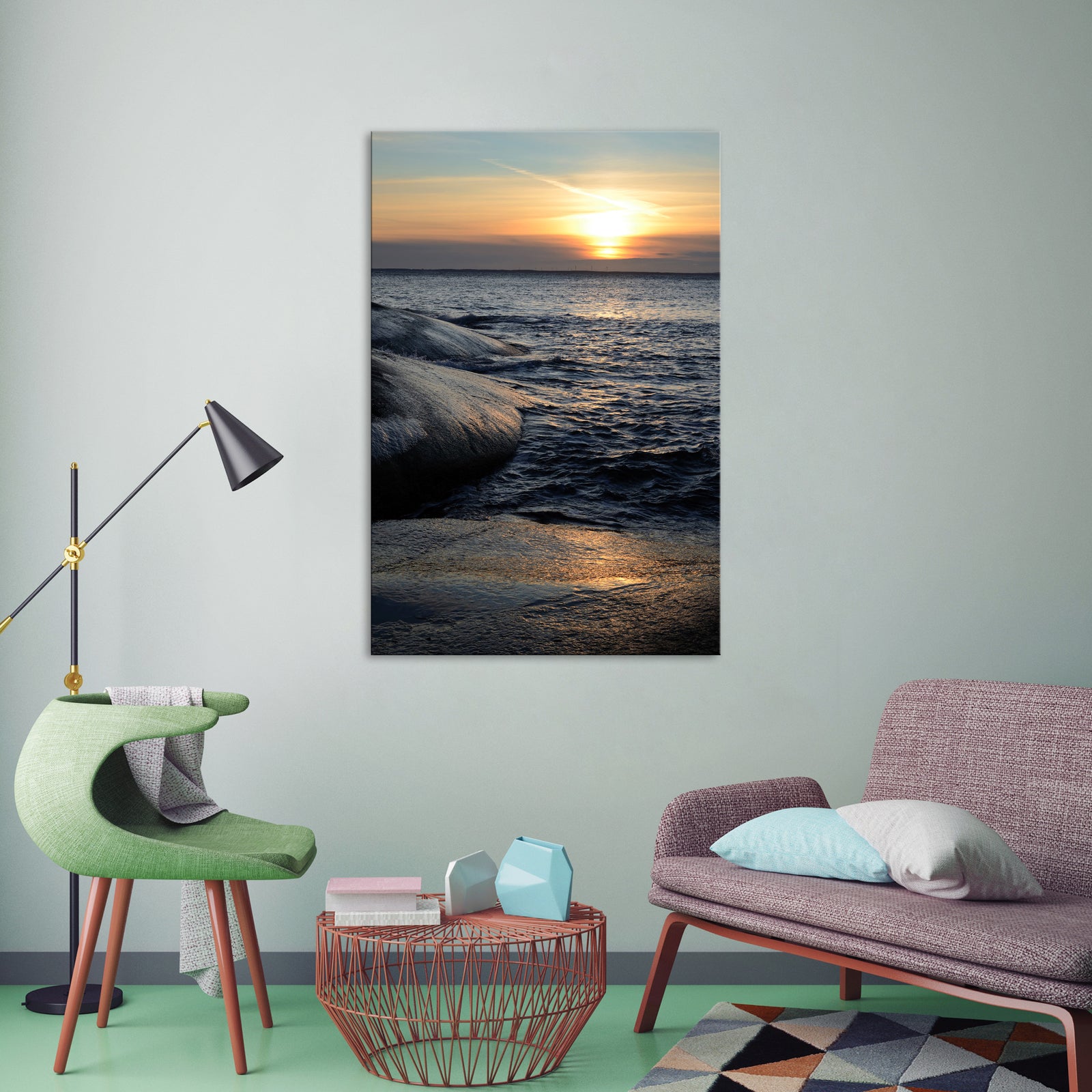 Landscapes No. 084, shown framed in a room by day