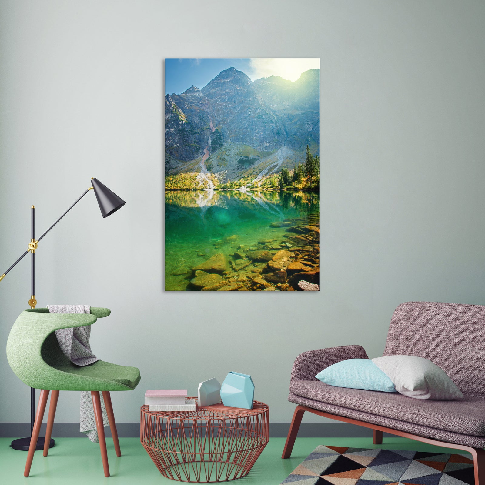 Landscapes No. 090, shown framed in a room by day